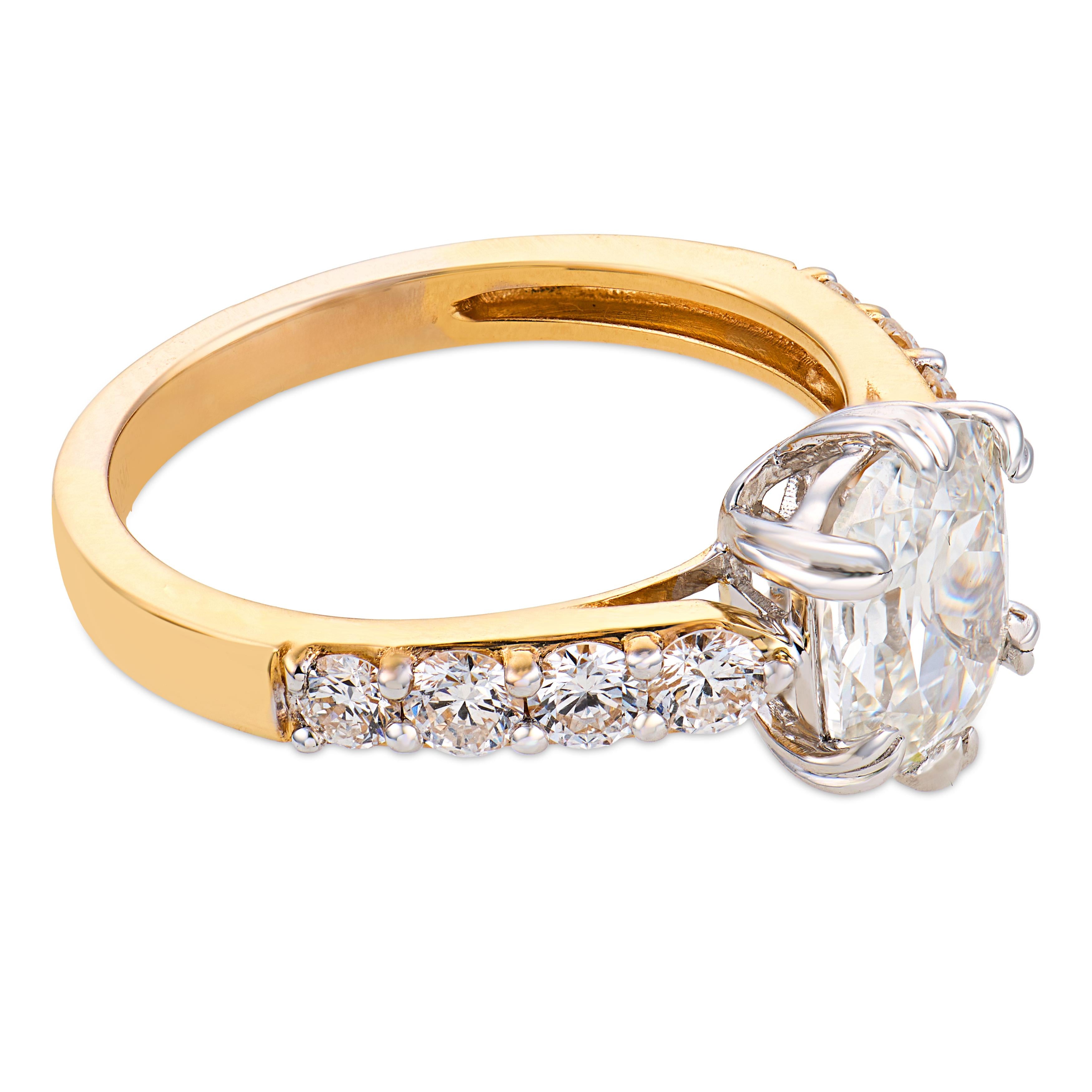 Empire State GIA 1.58 carat diamond 18k yellow gold platinum enagement ring