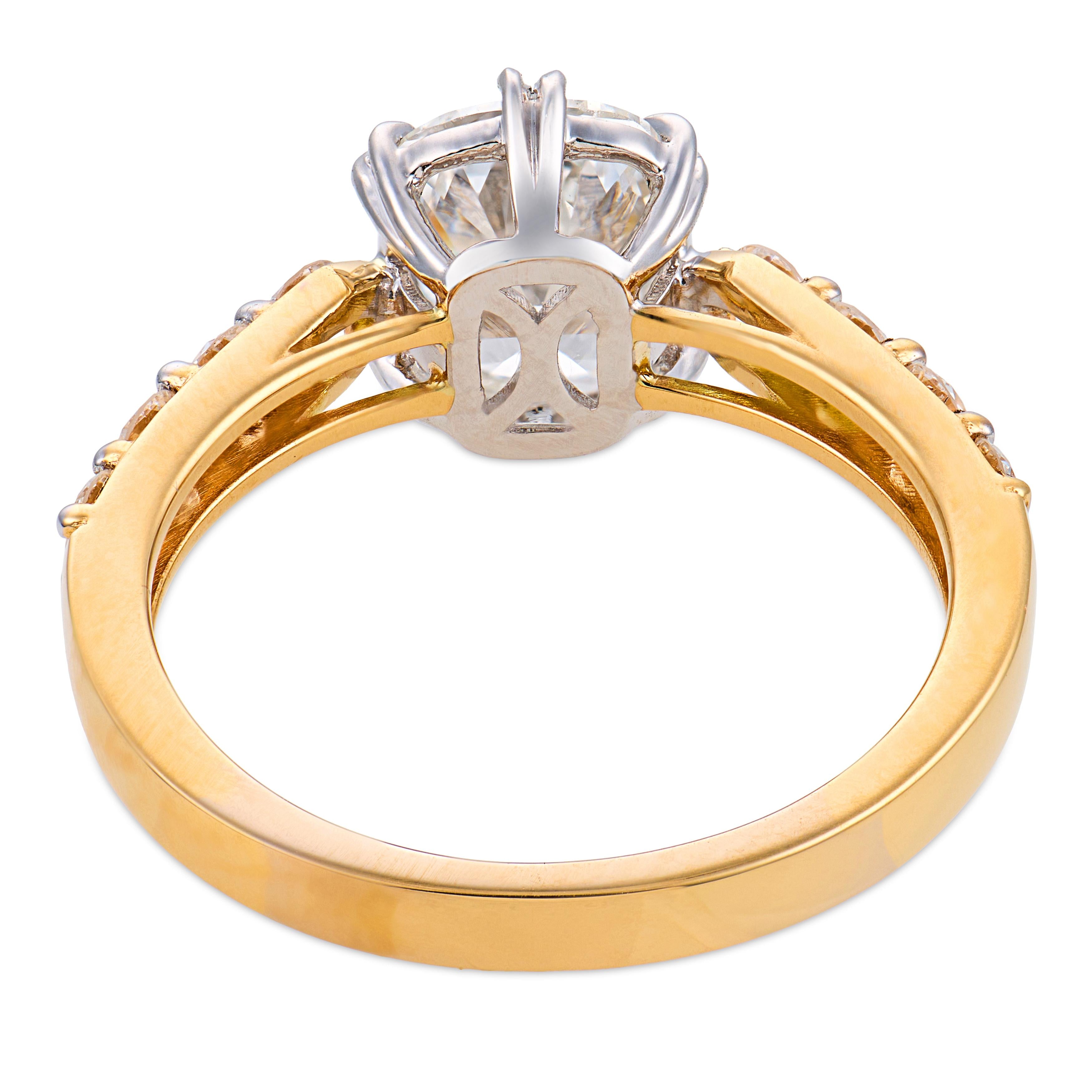 Empire State GIA 1.58 carat diamond 18k yellow gold platinum enagement ring