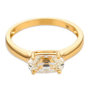 East West prong GIA 1.26 carat cushion cut diamond 18k yellow gold ring