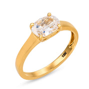 East West prong GIA 0.90 carat cushion cut diamond 18k gold engagement ring