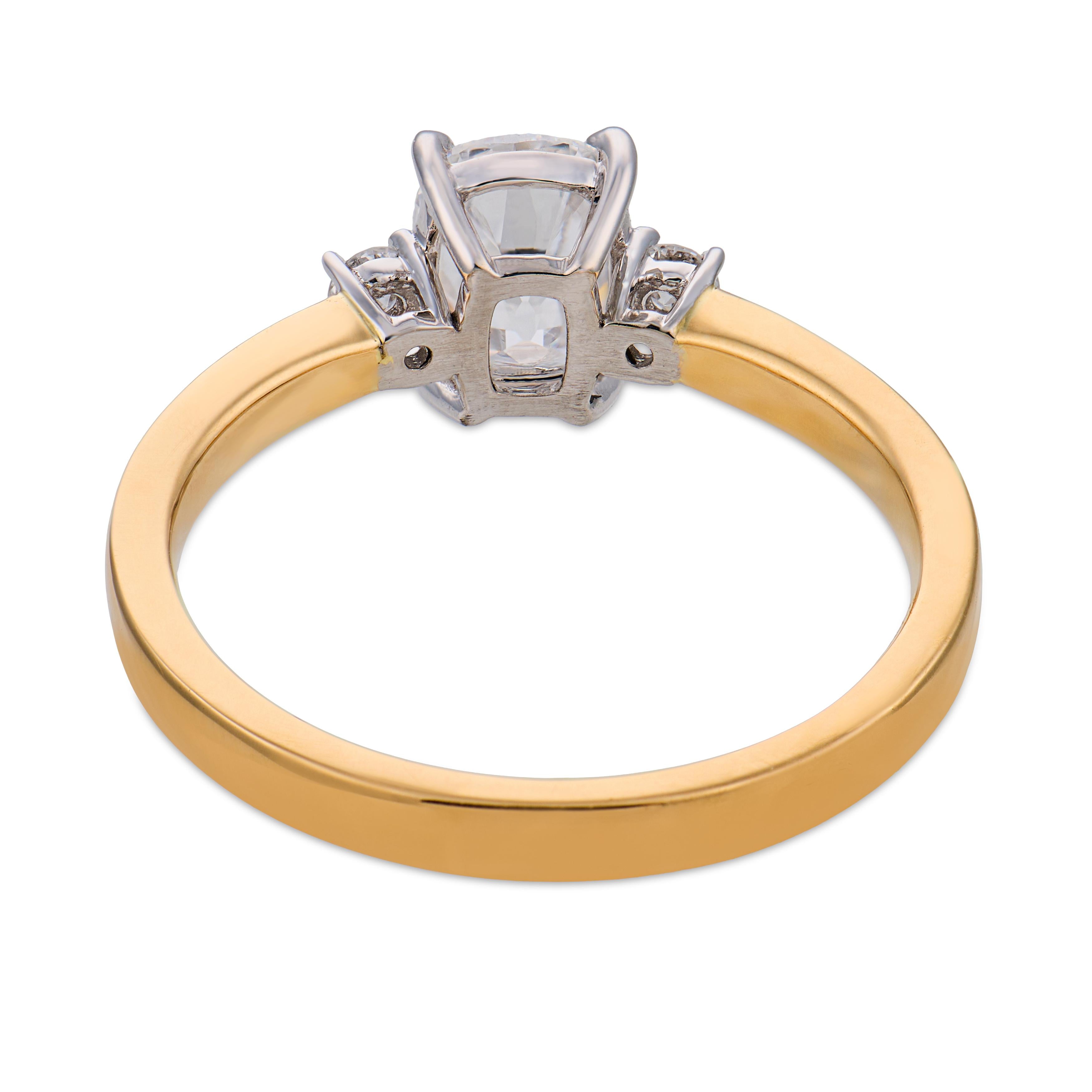 Bacalar GIA 1.09 old mine cut diamond 18k gold and platinum engagement ring