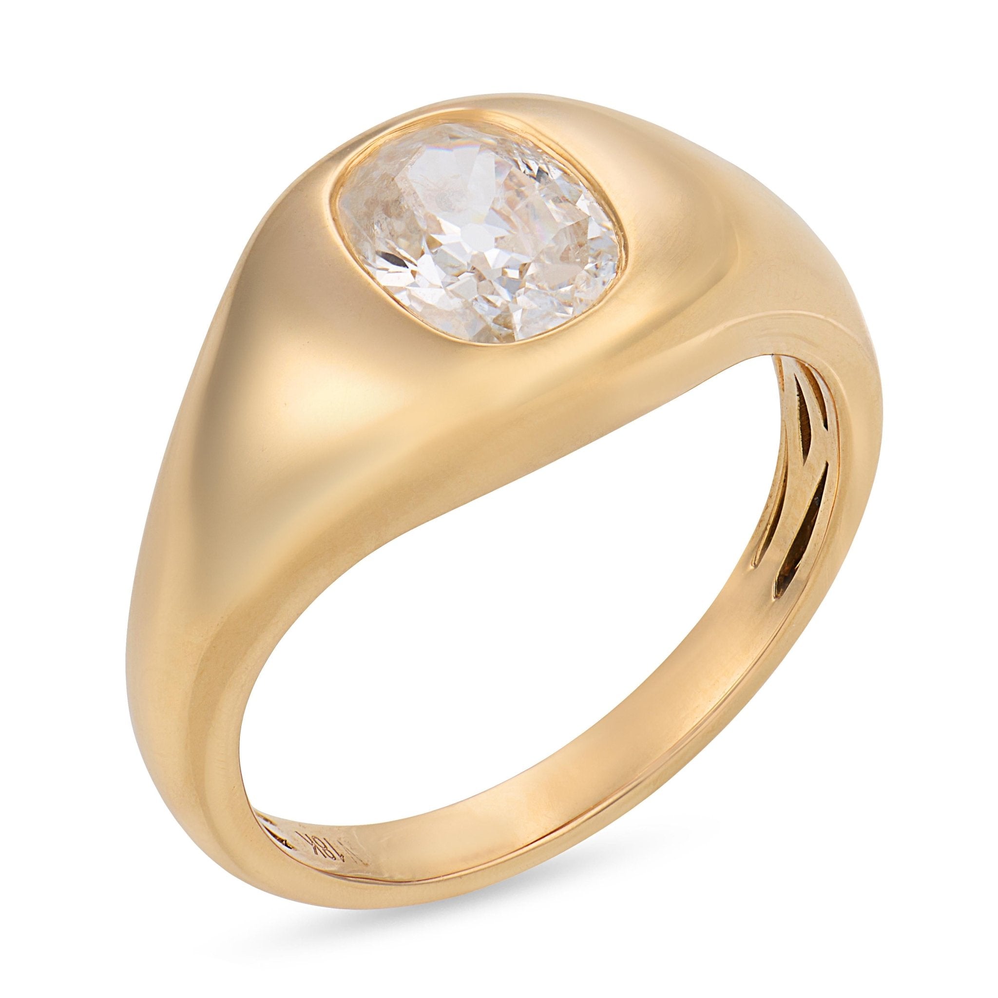 Gypset GIA 1.17 carat diamond 18k yellow gold bezel set ring
