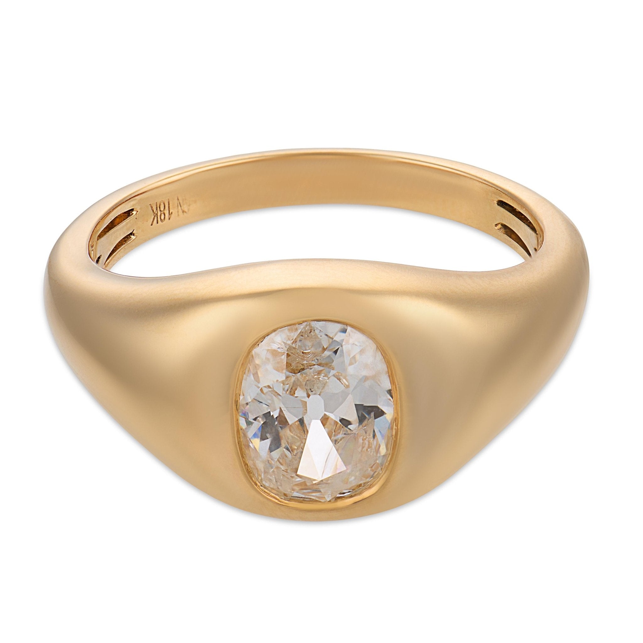 Gypset GIA 1.17 carat diamond 18k yellow gold bezel set ring