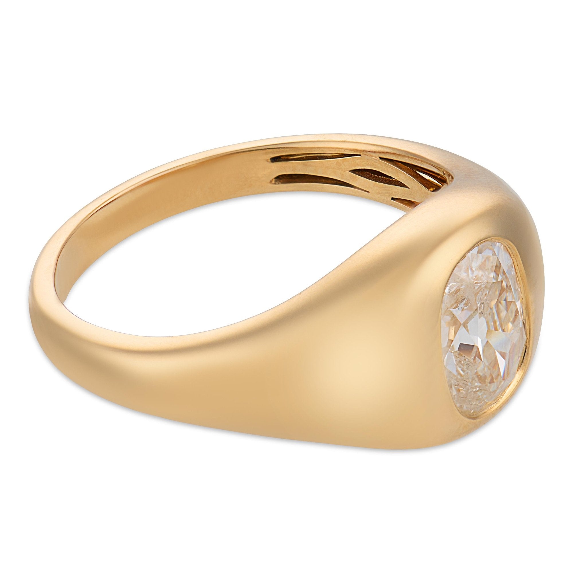 Gypset GIA 1.17 carat diamond 18k yellow gold bezel set ring