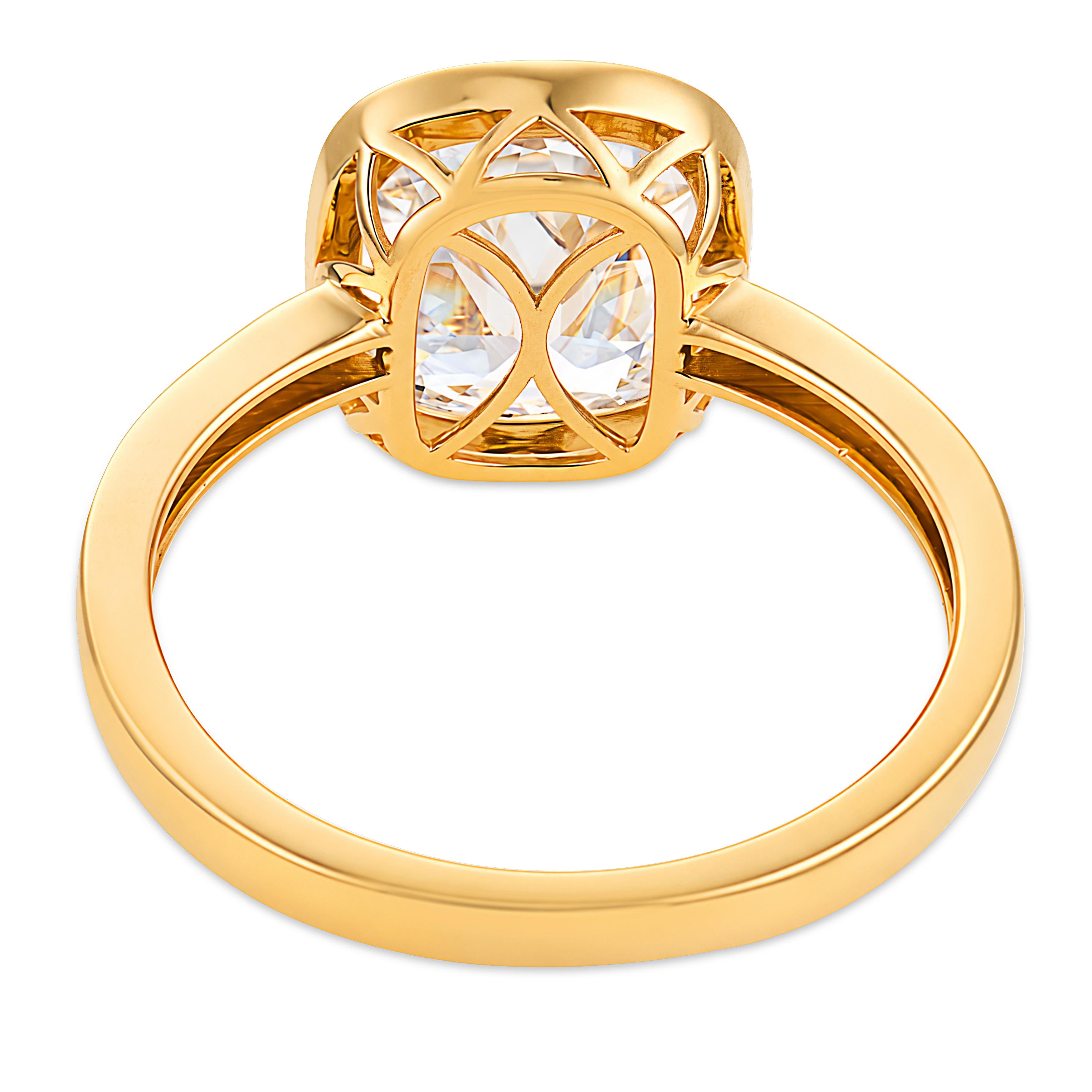 Melrose GIA 2.02 carat diamond 18k yellow gold bezel set ring - T&H Exclusive