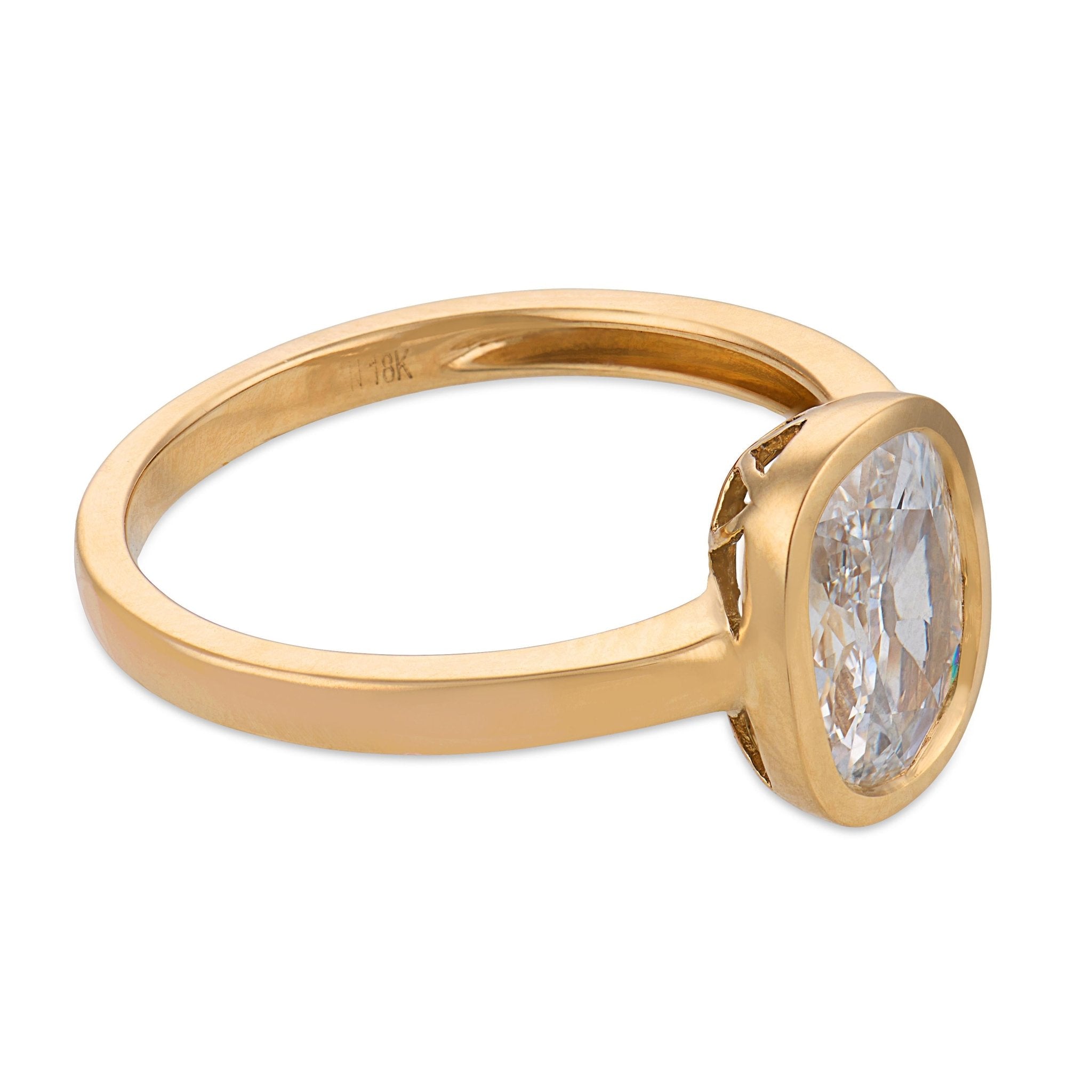 Melrose GIA 1.10 carat diamond 18k yellow gold bezel set ring