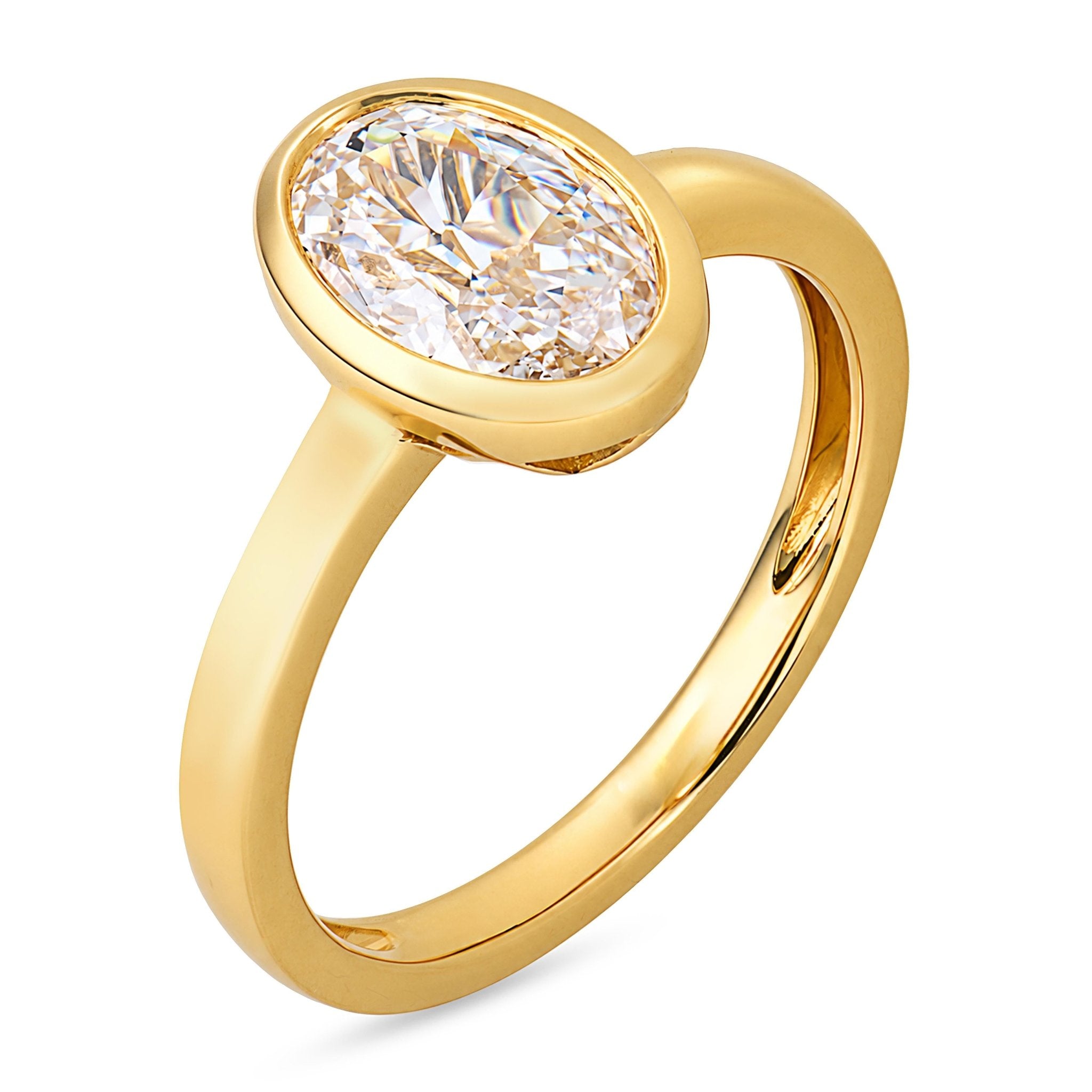 Melrose GIA 1.11 carat oval cut diamond 18k yellow gold ring - T&H Exclusive