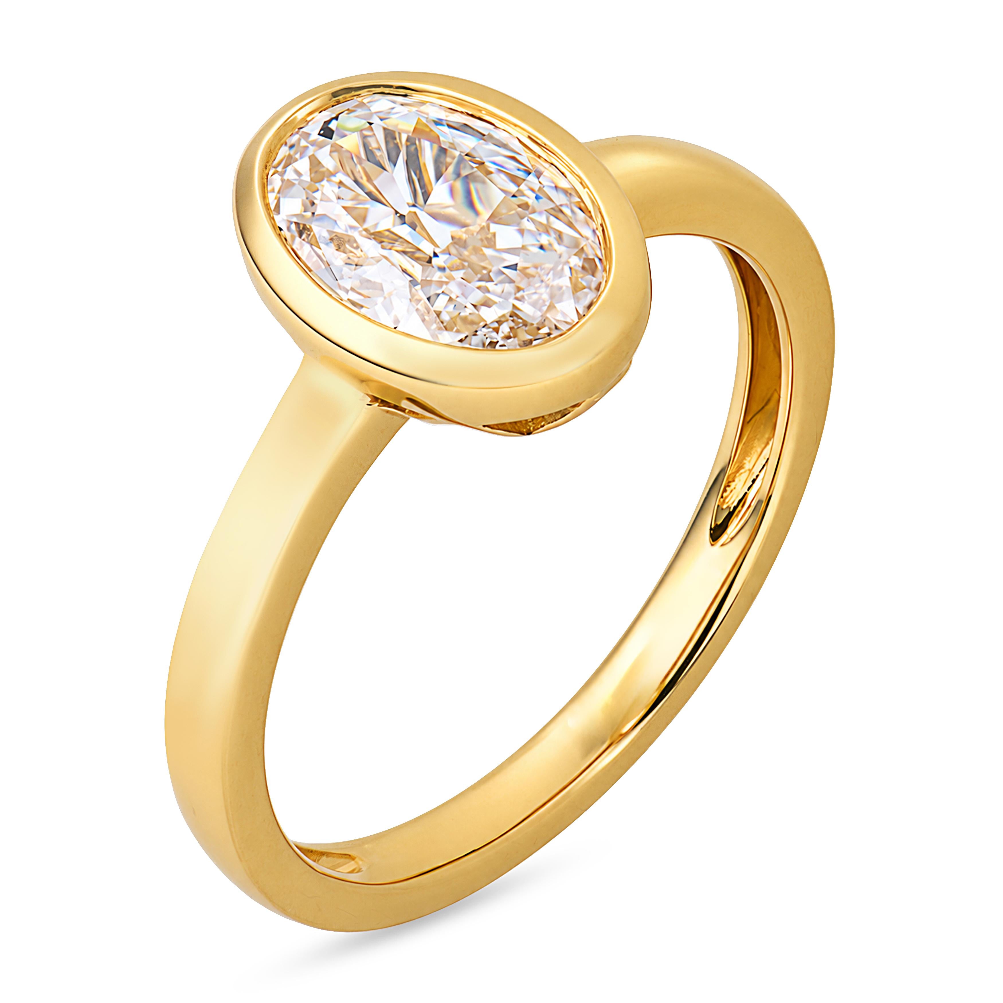 Melrose GIA 1.11 carat oval cut diamond 18k yellow gold ring - T&H Exclusive