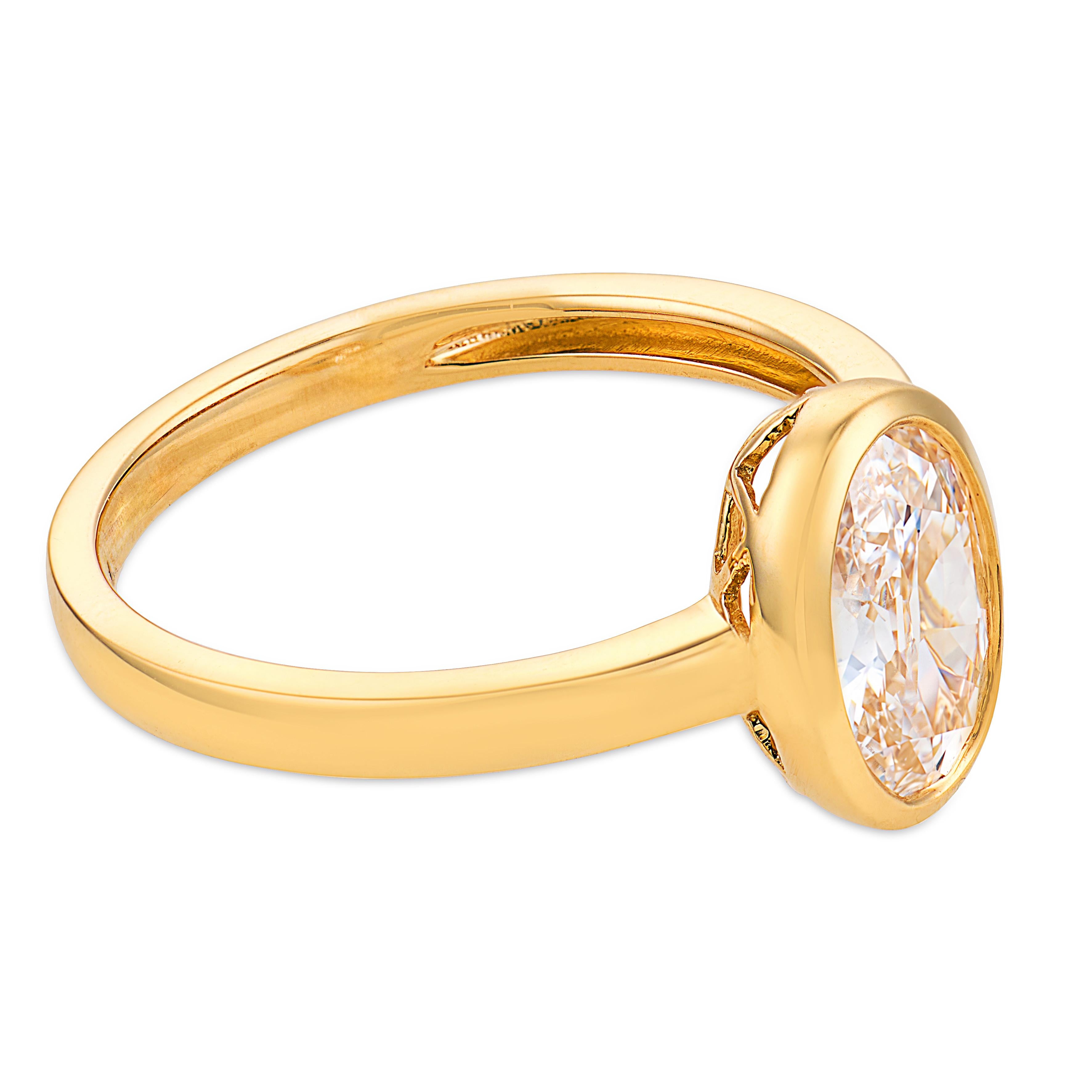Melrose GIA 1.11 carat oval cut diamond 18k yellow gold ring - T&H Exclusive