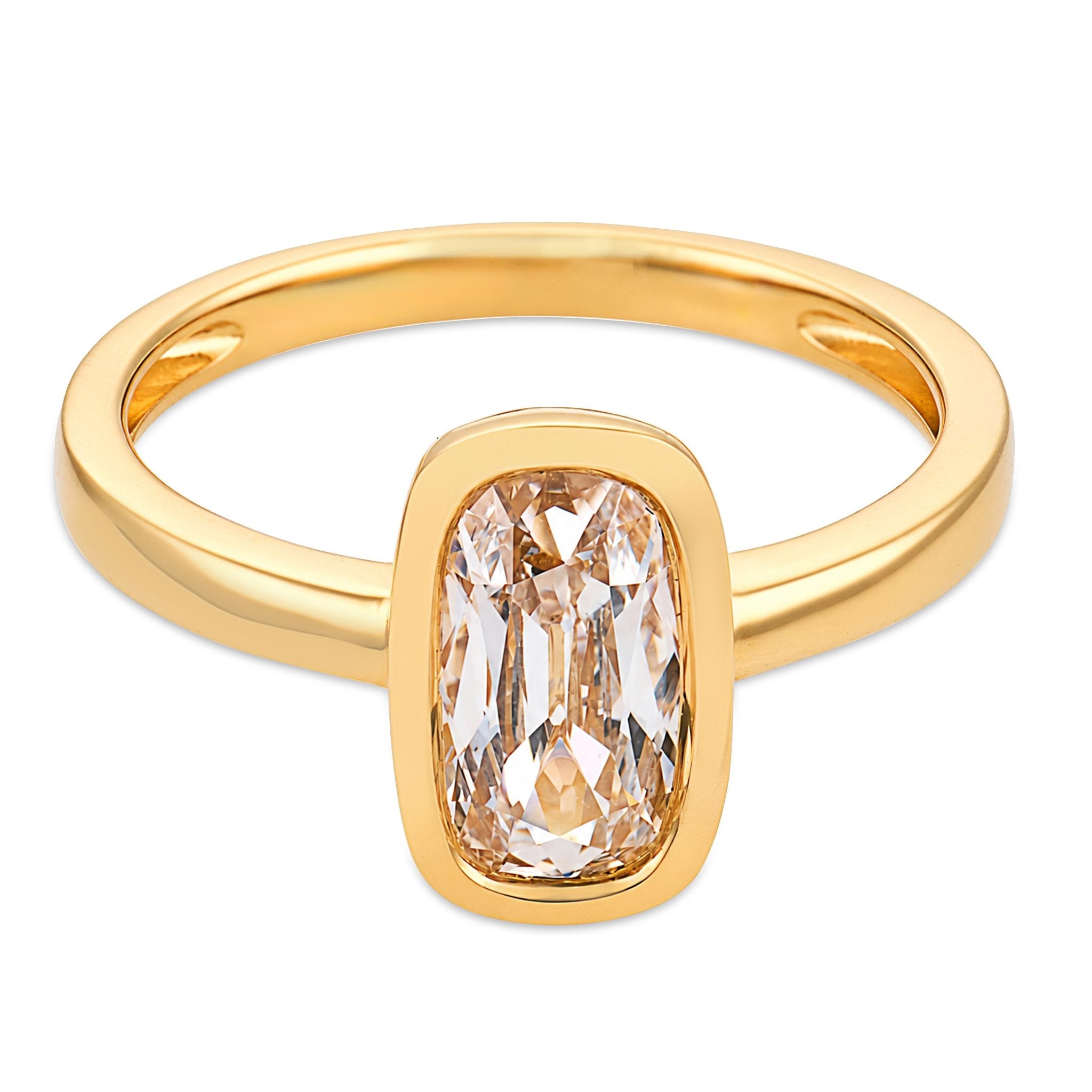 Melrose GIA 1.12 carat cushion cut diamond 18k yellow gold ring - T&H Exclusive