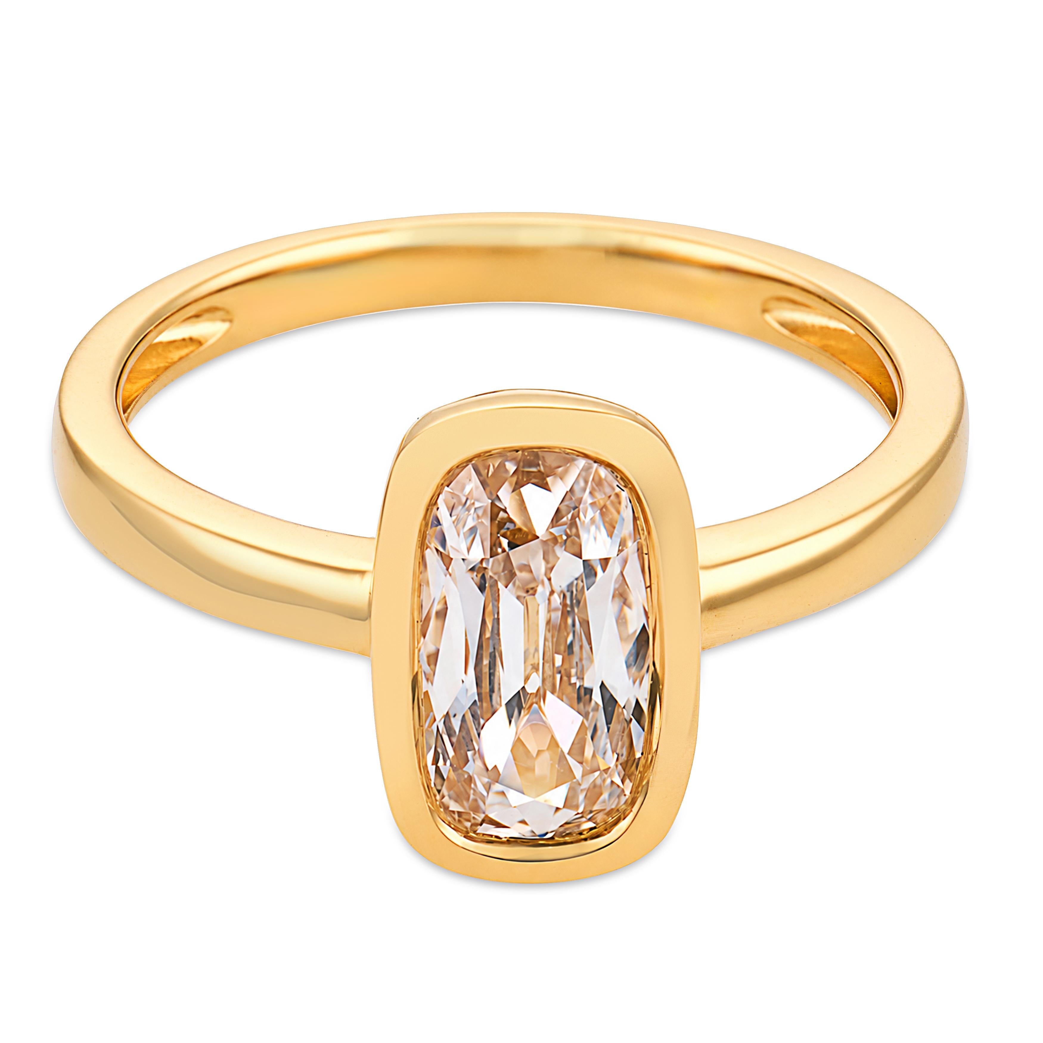 Melrose GIA 1.12 carat cushion cut diamond 18k yellow gold ring - T&H Exclusive