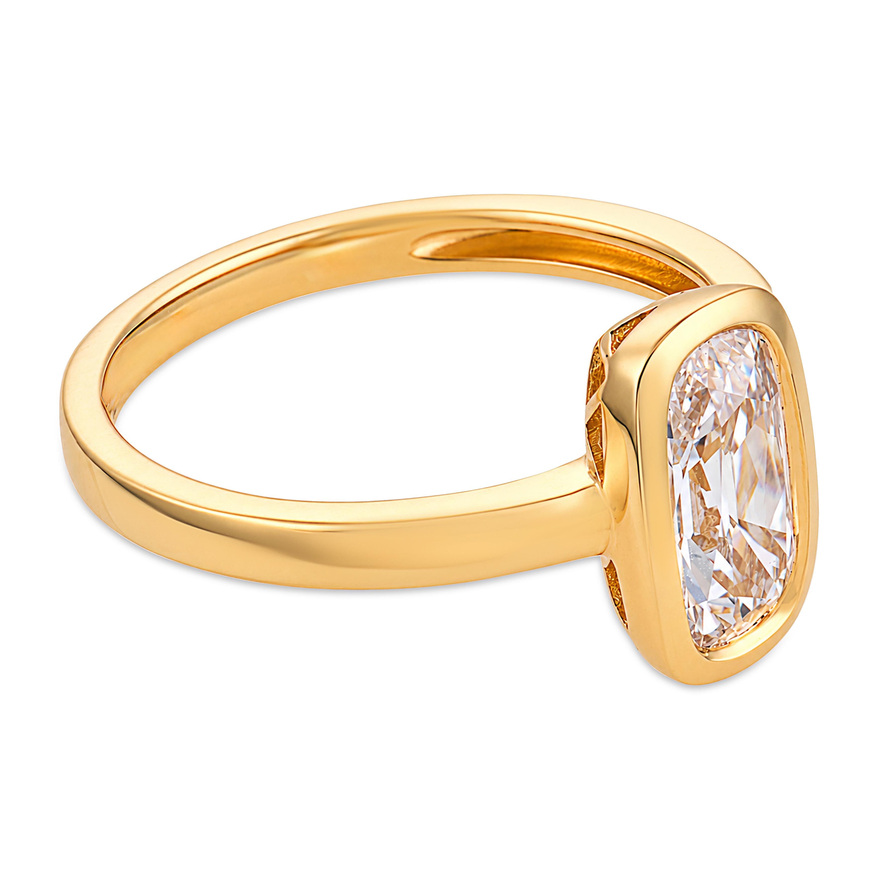 Melrose GIA 1.12 carat cushion cut diamond 18k yellow gold ring - T&H Exclusive
