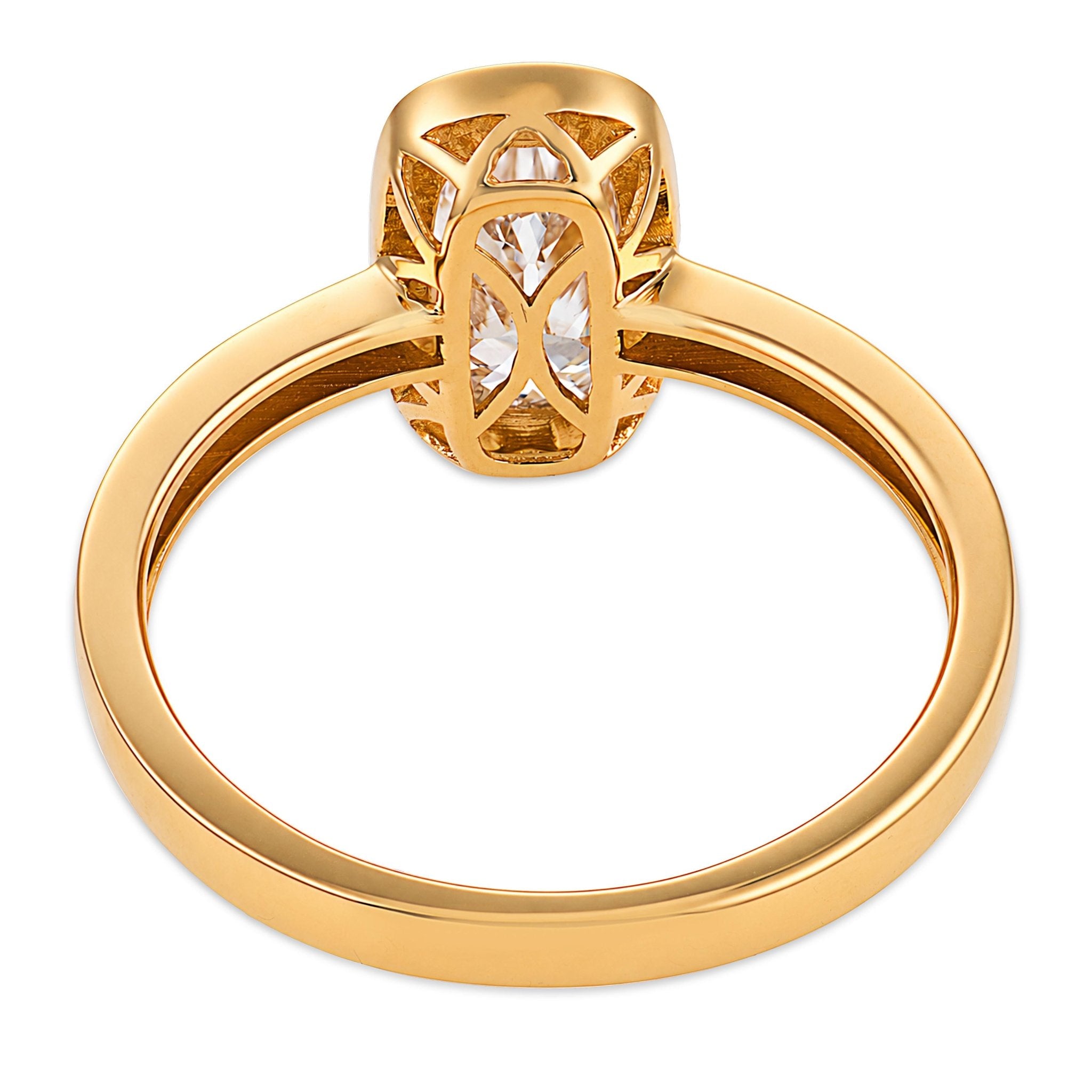 Melrose GIA 1.12 carat cushion cut diamond 18k yellow gold ring - T&H Exclusive