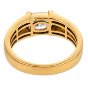 GIA 1.01 carat old mine cut diamond 18k yellow gold half bezel ring