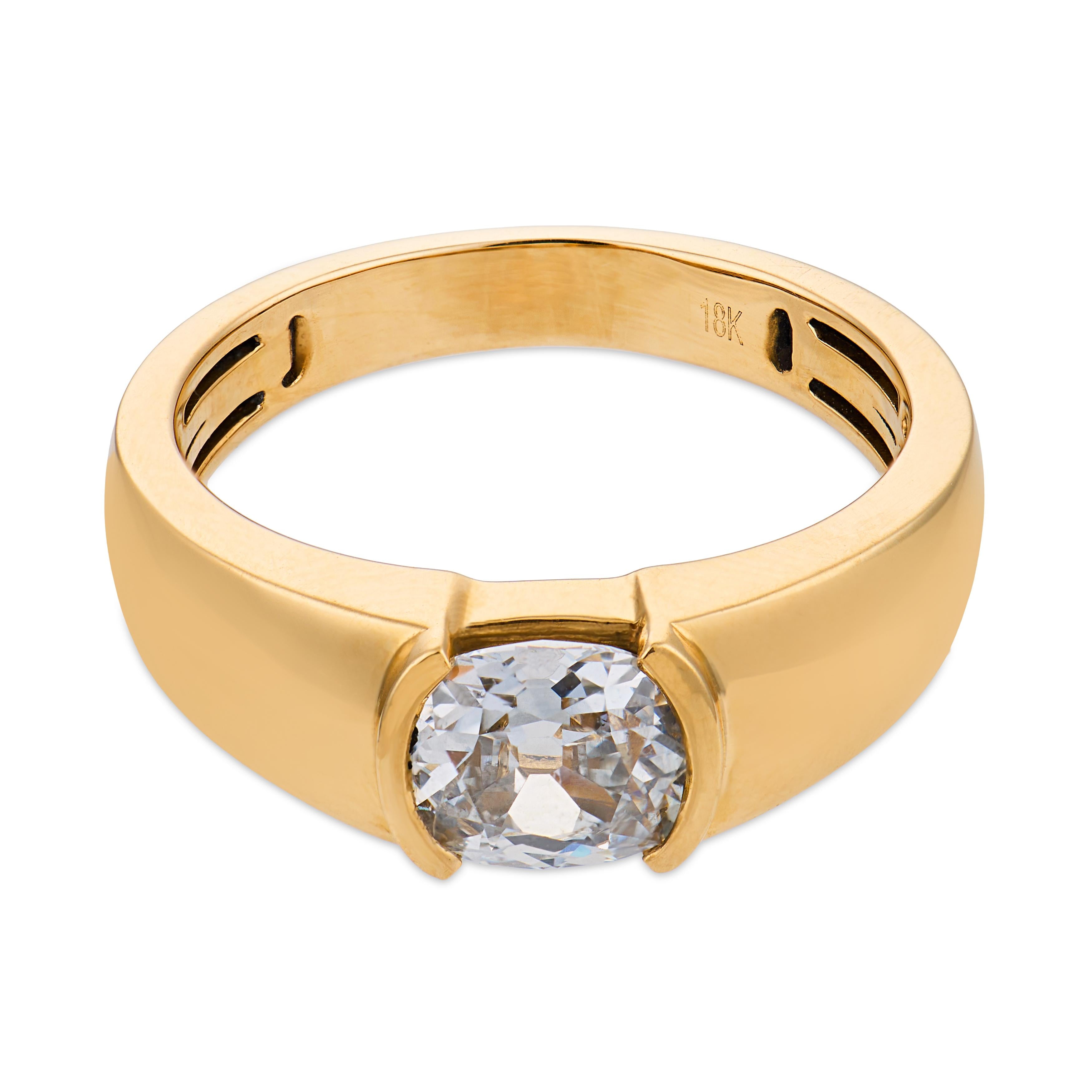 Brooklyn GIA 0.91 carat old mine cut diamond 18k gold ring