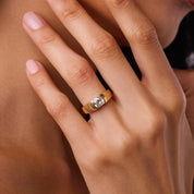 Brooklyn GIA 0.91 carat old mine cut diamond 18k gold ring