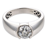 GIA 1.40 carat old European cut diamond platinum half bezel set ring