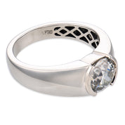 GIA 1.40 carat old European cut diamond platinum half bezel set ring