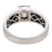 GIA 1.40 carat old European cut diamond platinum half bezel set ring
