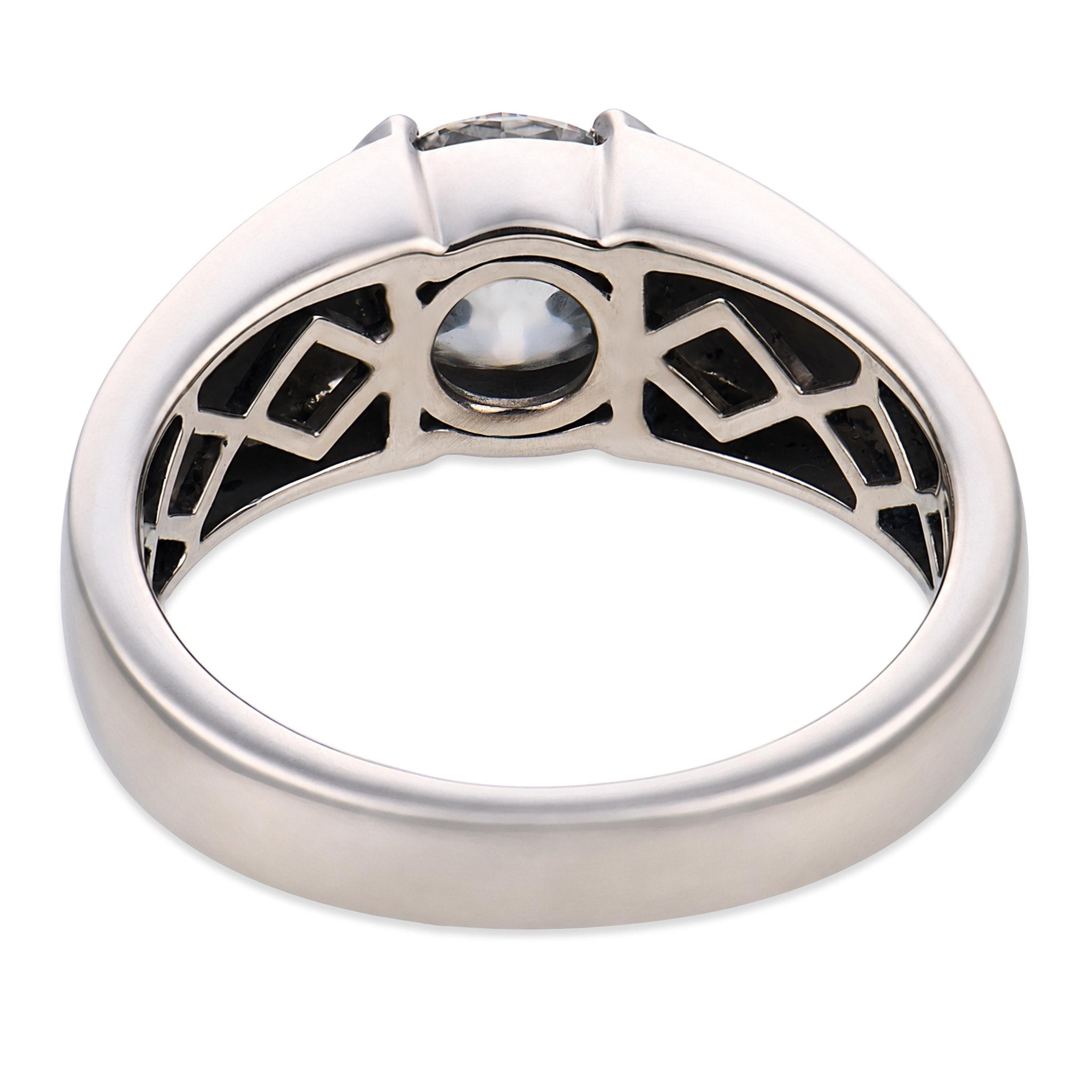 GIA 1.40 carat old European cut diamond platinum half bezel set ring