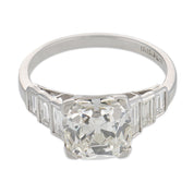 Art Deco GIA 3.02 carat old mine cut diamond platinum engagement ring