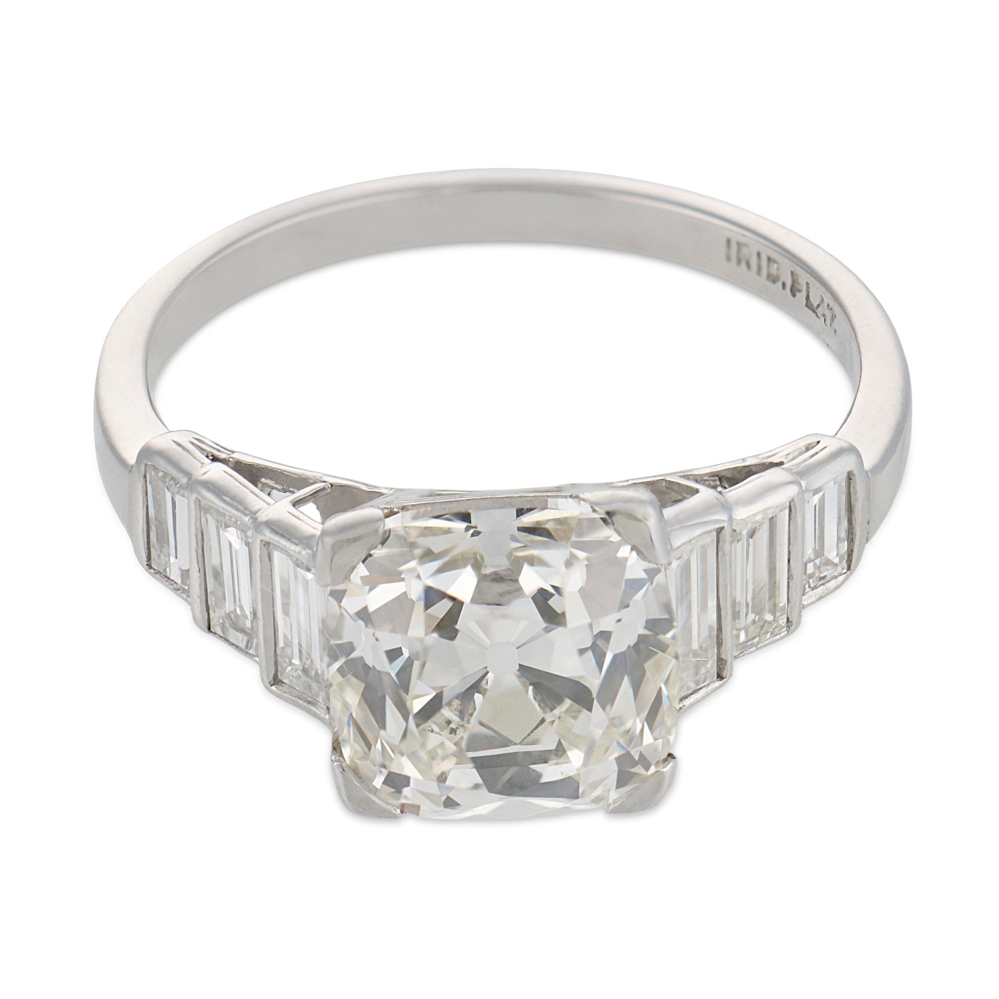 Art Deco GIA 3.02 carat old mine cut diamond platinum engagement ring