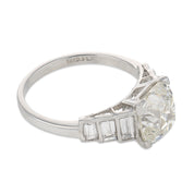 Art Deco GIA 3.02 carat old mine cut diamond platinum engagement ring
