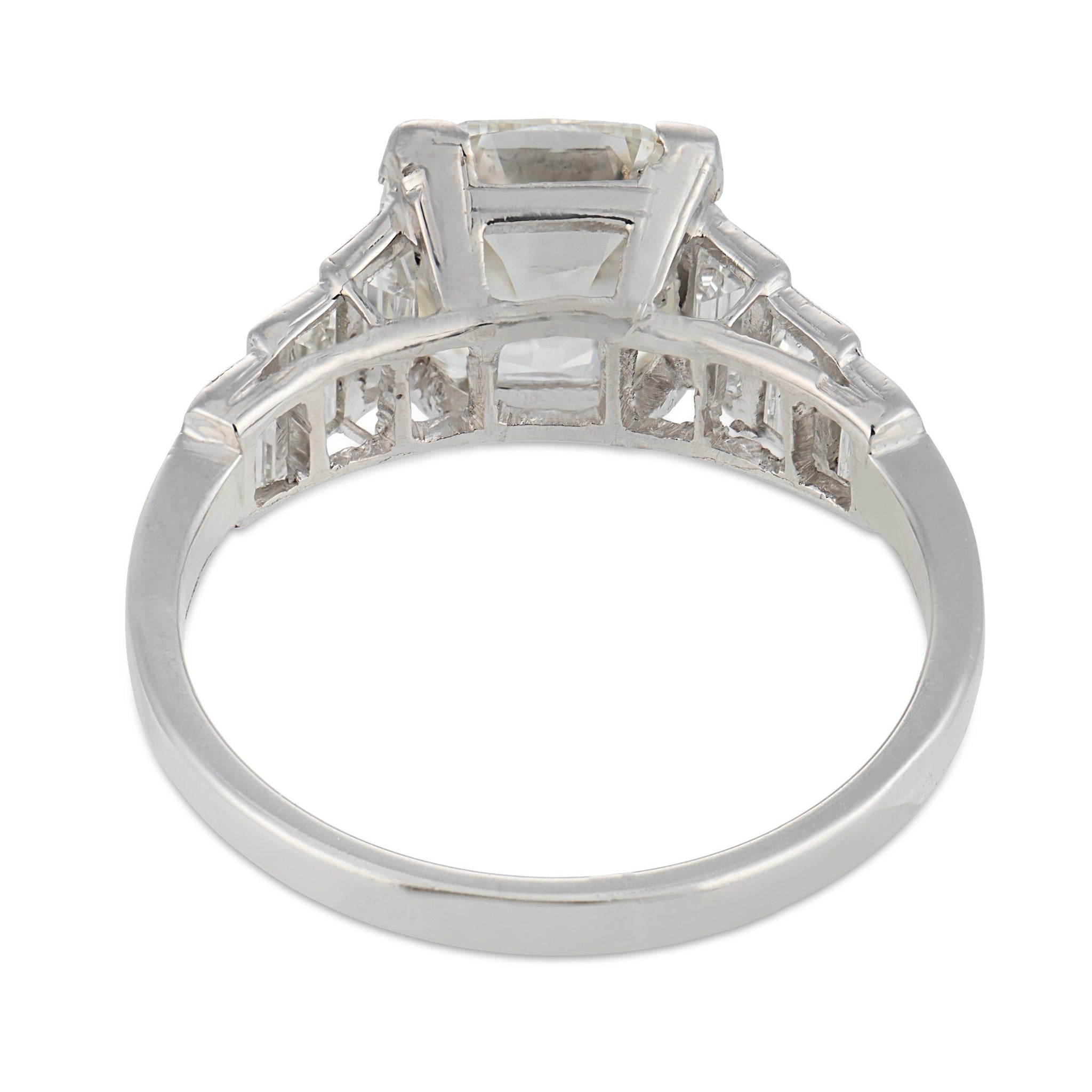 Art Deco GIA 3.02 carat old mine cut diamond platinum engagement ring
