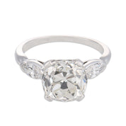 GIA 3.11 carat old mine cut diamond platinum engagement ring