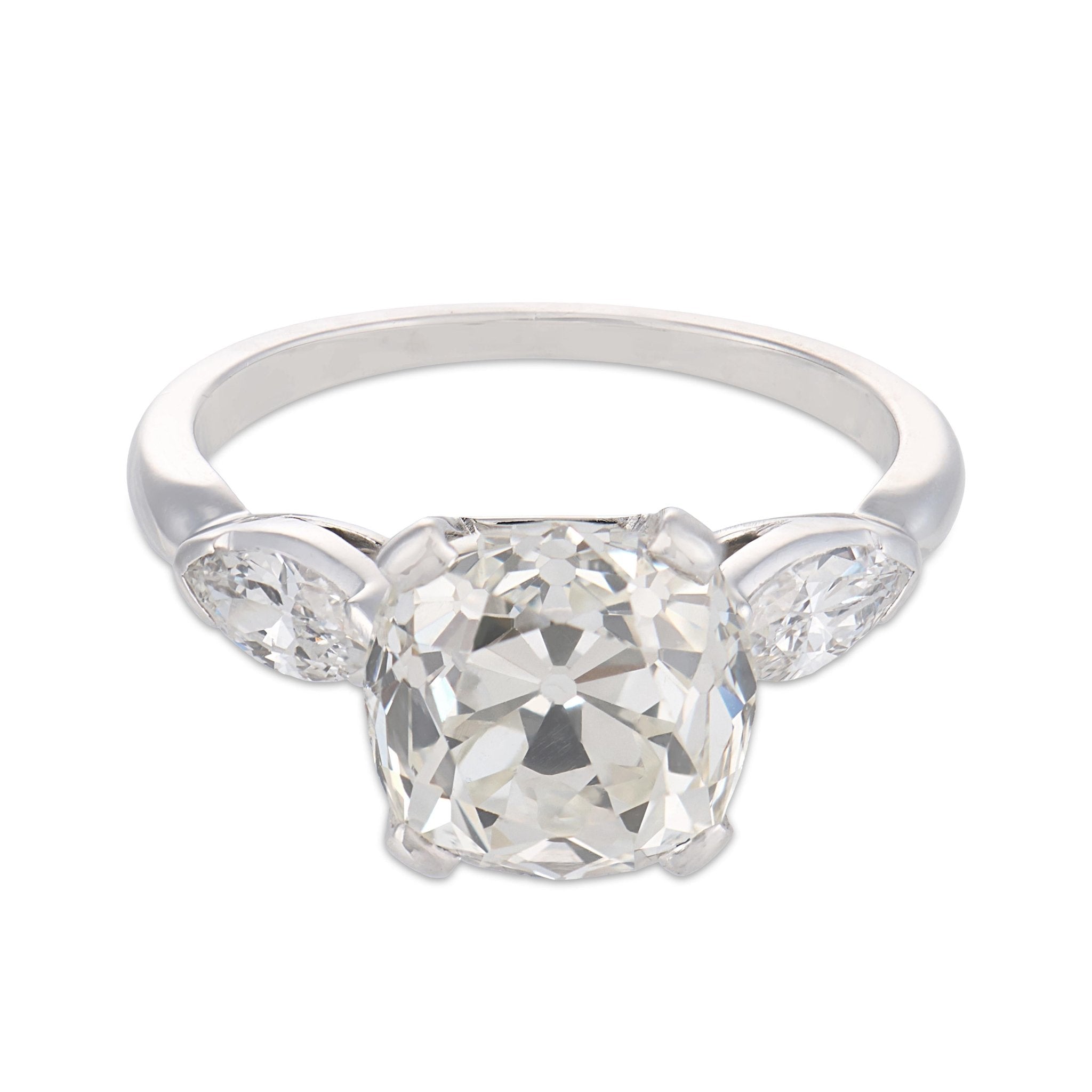 GIA 3.11 carat old mine cut diamond platinum engagement ring