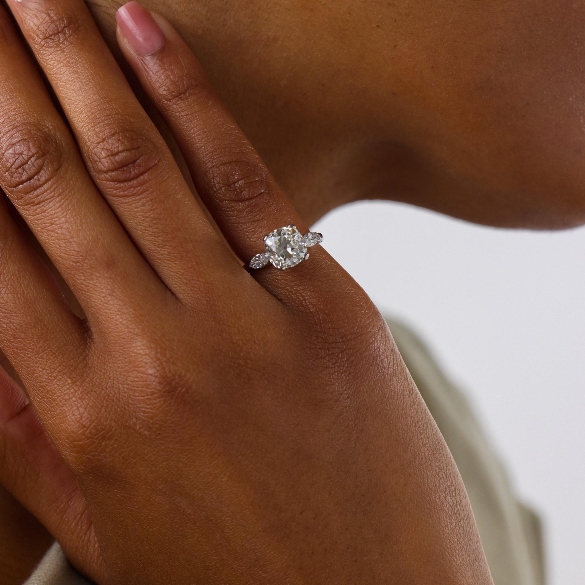 GIA 3.11 carat old mine cut diamond platinum engagement ring