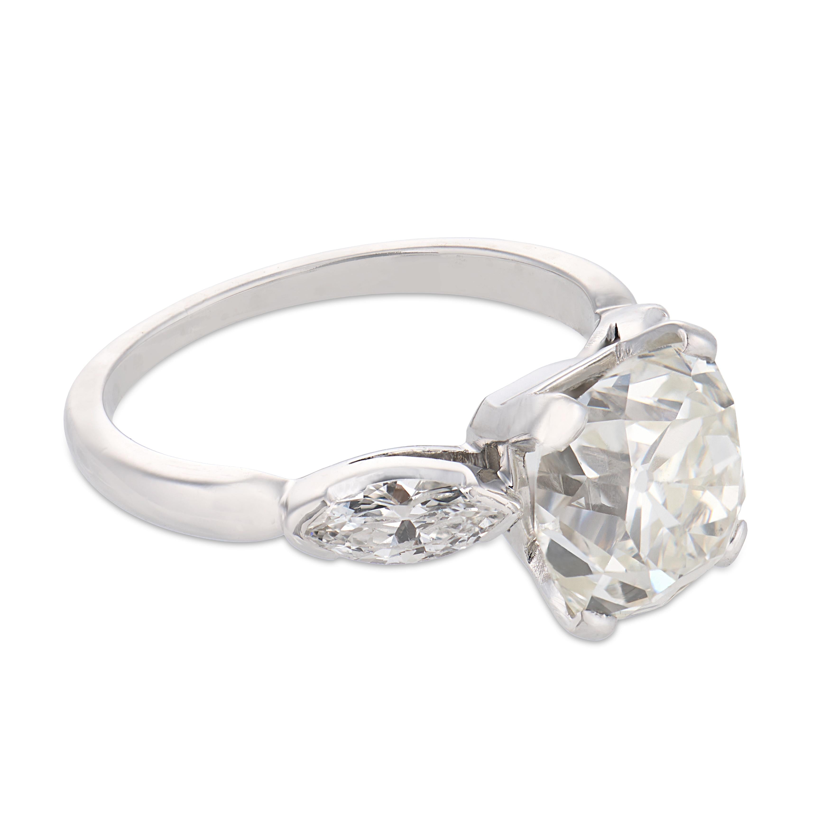 GIA 3.11 carat old mine cut diamond platinum engagement ring