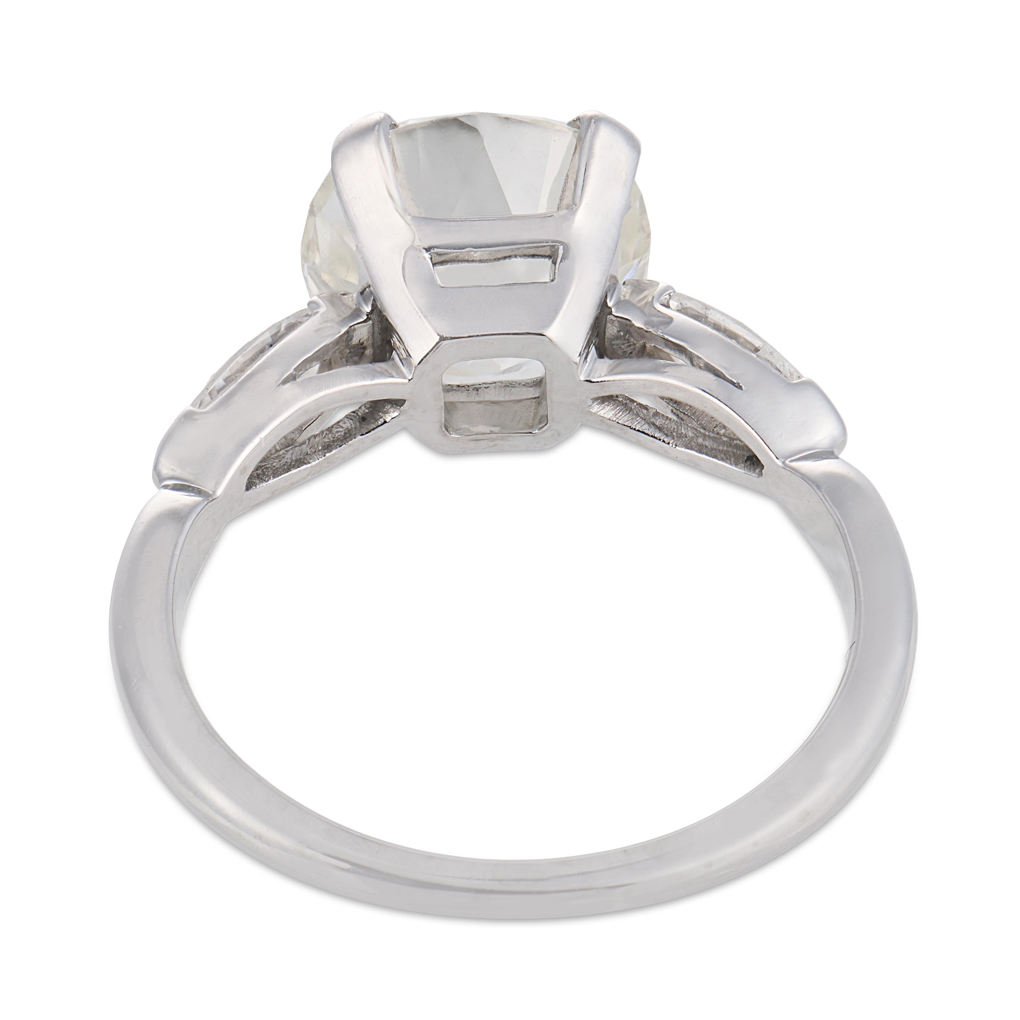 GIA 3.11 carat old mine cut diamond platinum engagement ring