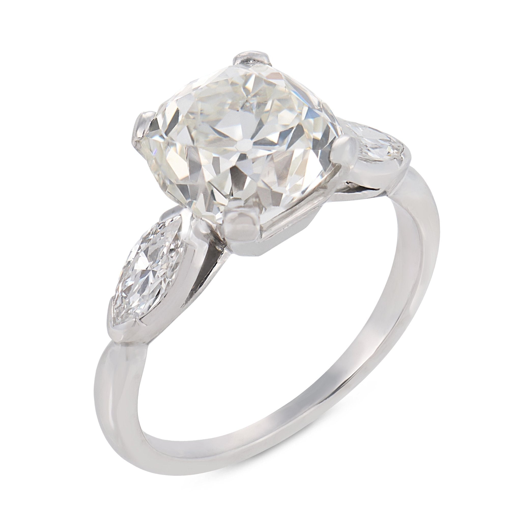 GIA 3.11 carat old mine cut diamond platinum engagement ring