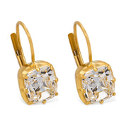 GIA 3.01 carat old mine cut diamond 18k yellow gold earrings