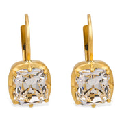 GIA 3.01 carat old mine cut diamond 18k yellow gold earrings