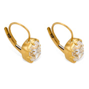 GIA 3.01 carat old mine cut diamond 18k yellow gold earrings