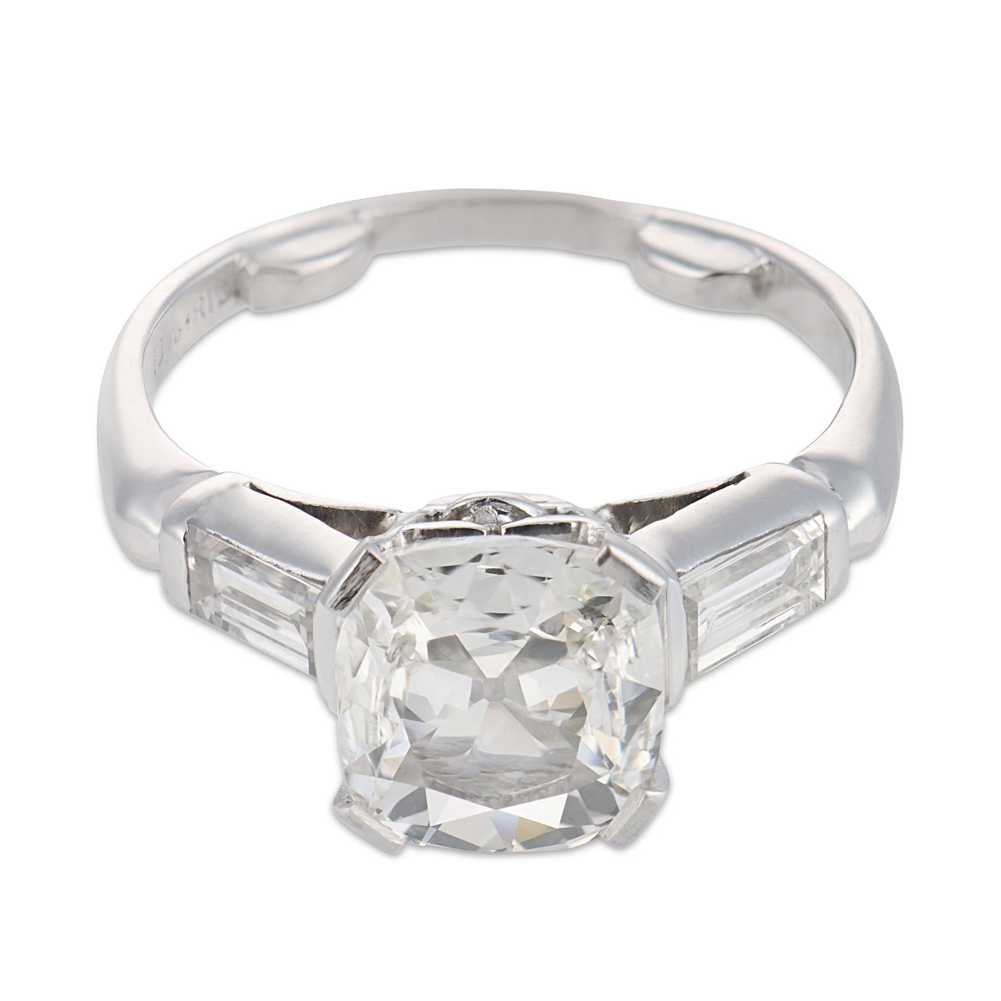 Mid Century GIA 1.51 carat diamond platinum engagement ring