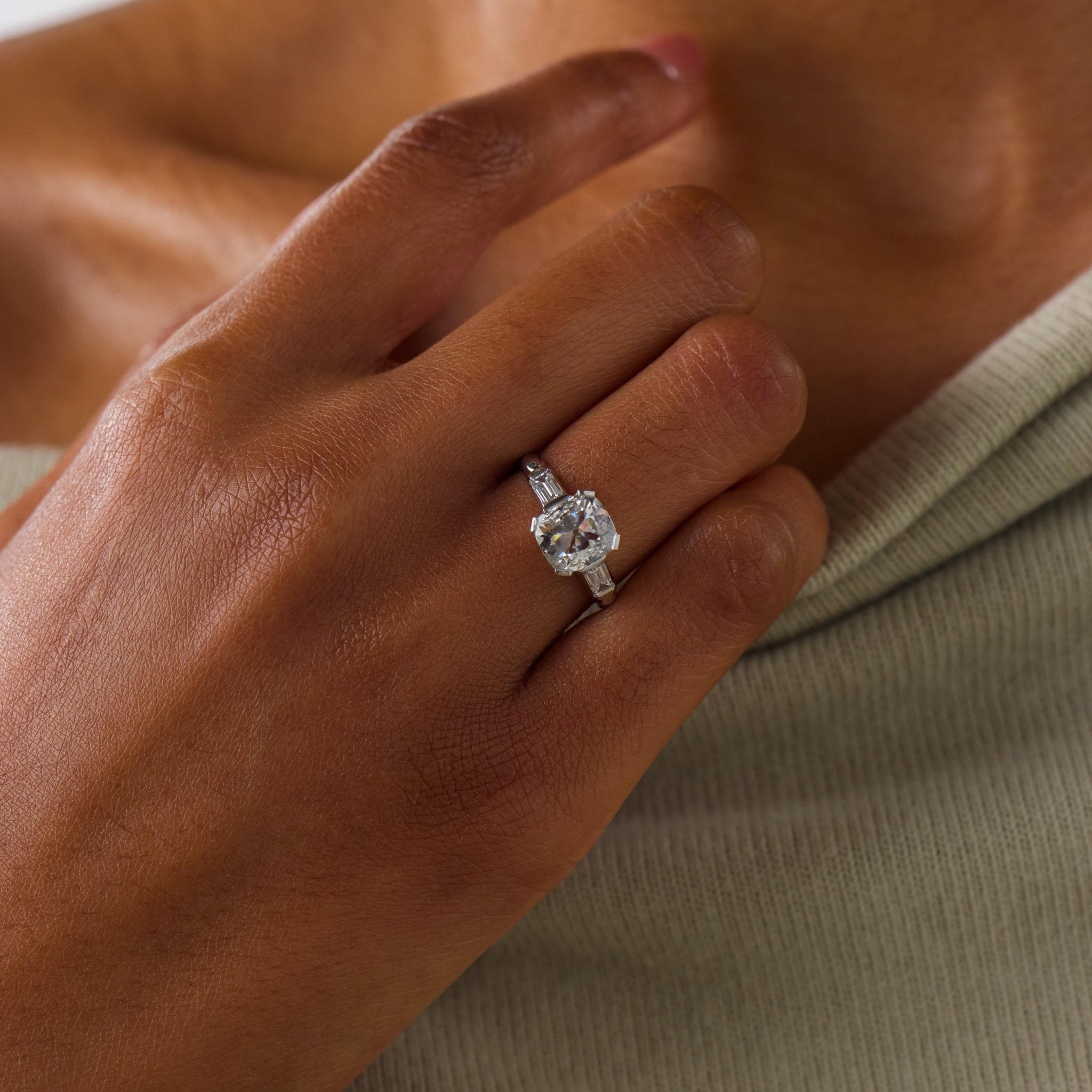 Mid Century GIA 1.51 carat diamond platinum engagement ring