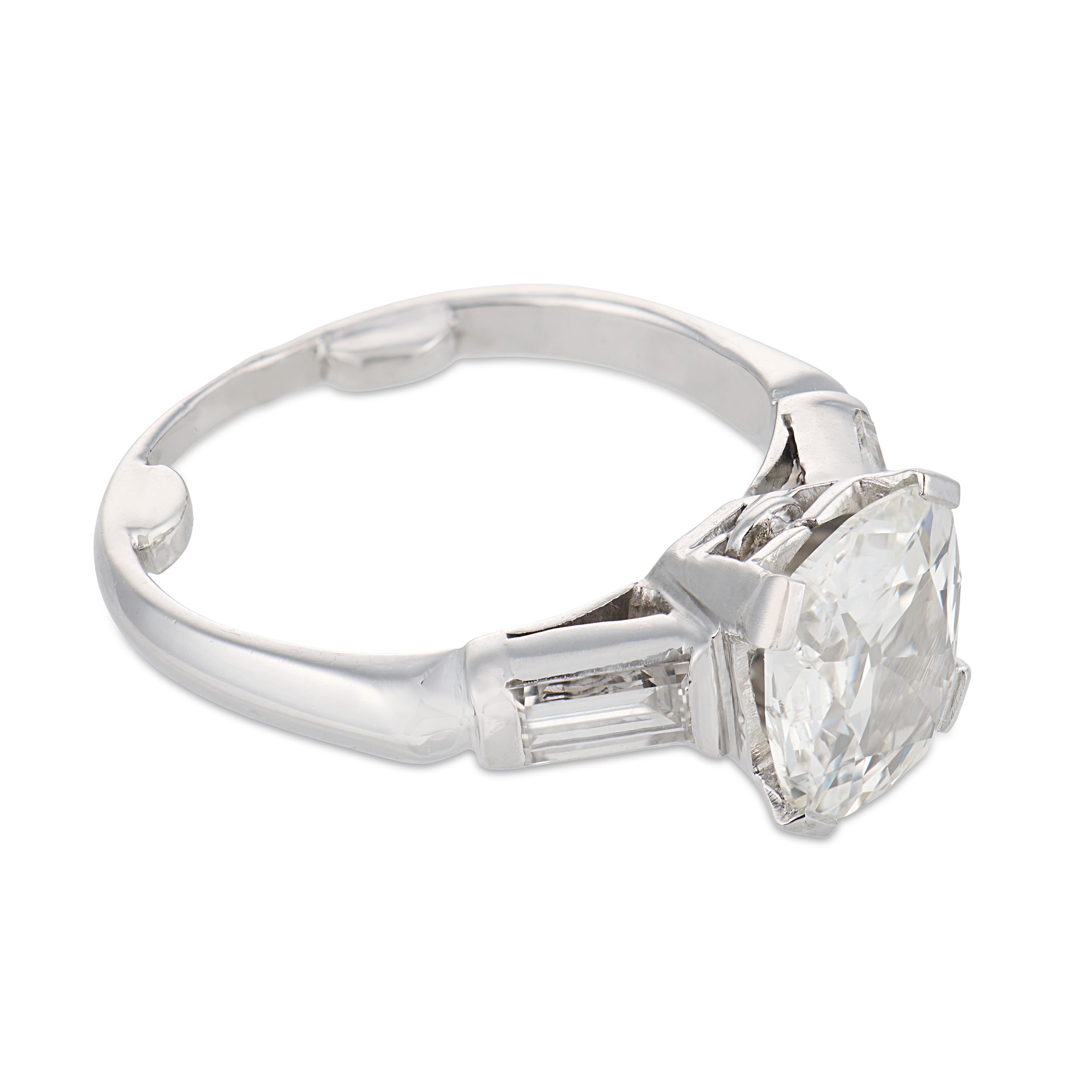Mid Century GIA 1.51 carat diamond platinum engagement ring
