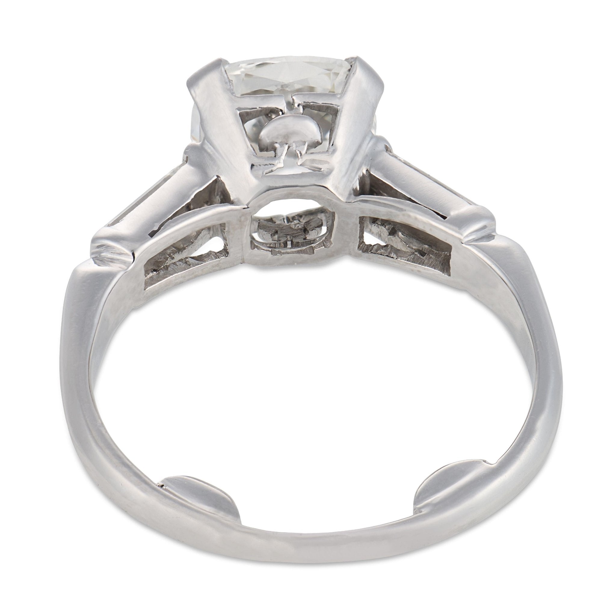 Mid Century GIA 1.51 carat diamond platinum engagement ring