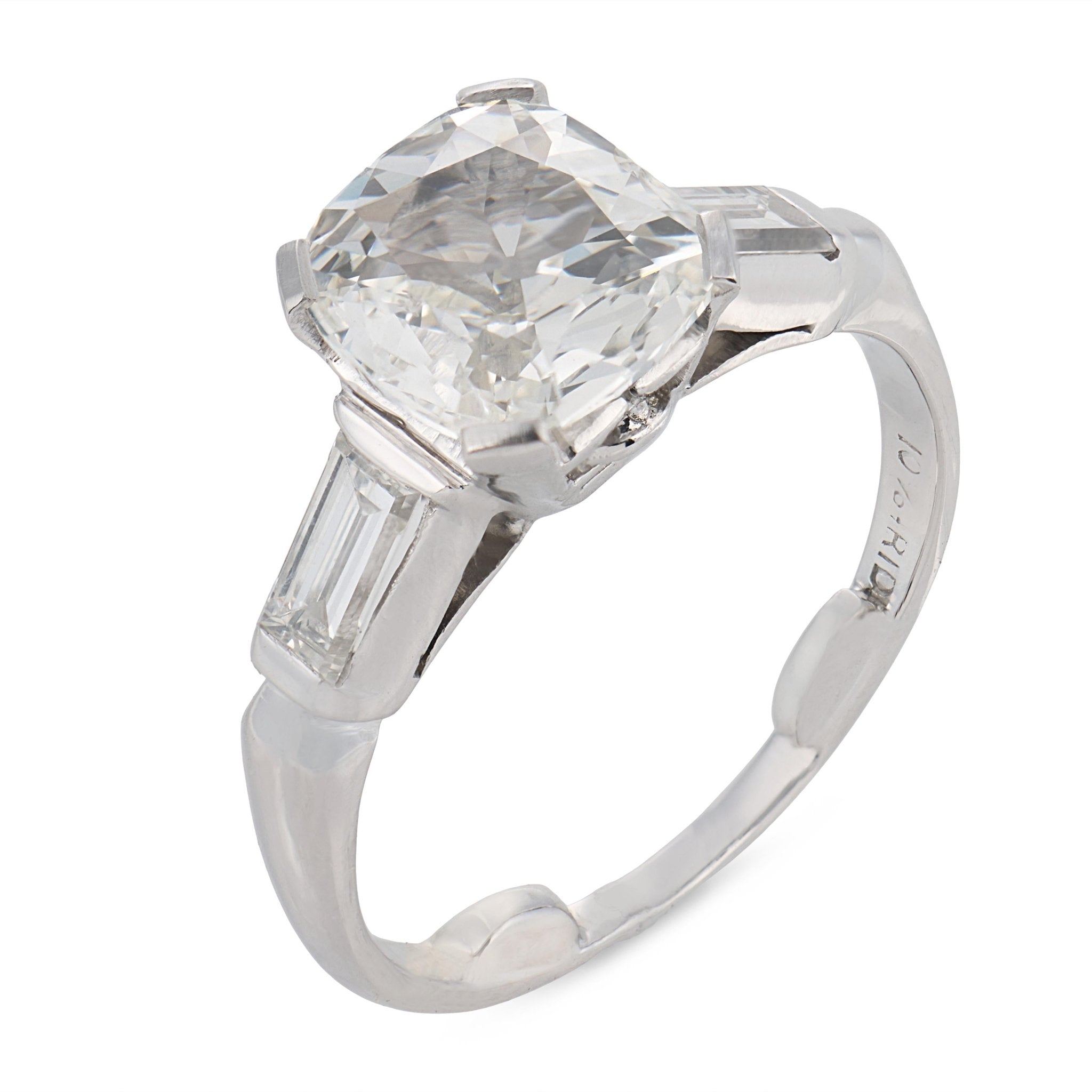 Mid Century GIA 1.51 carat diamond platinum engagement ring