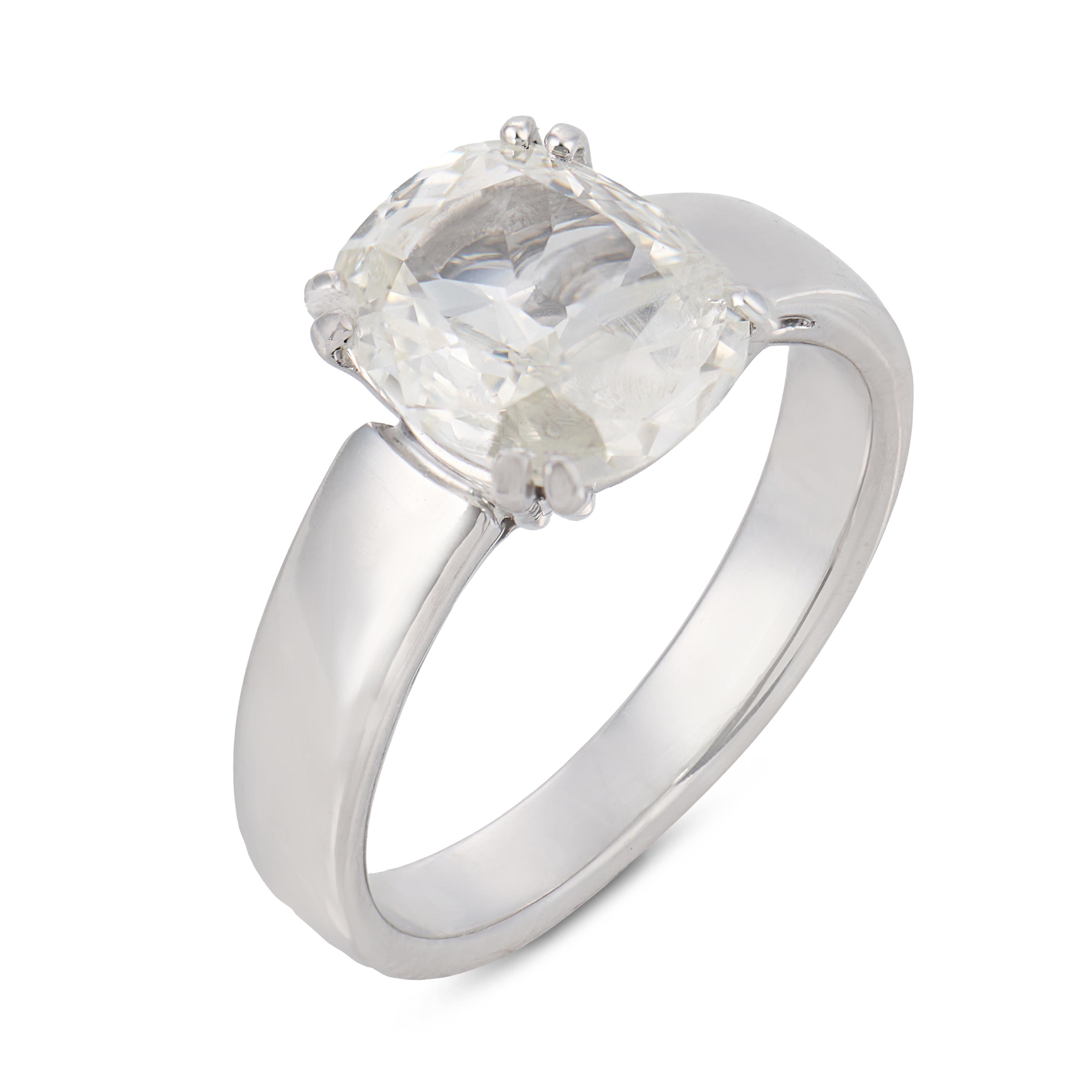 Vintage GIA 1.52 carat diamond 18k white gold solitare engagement ring