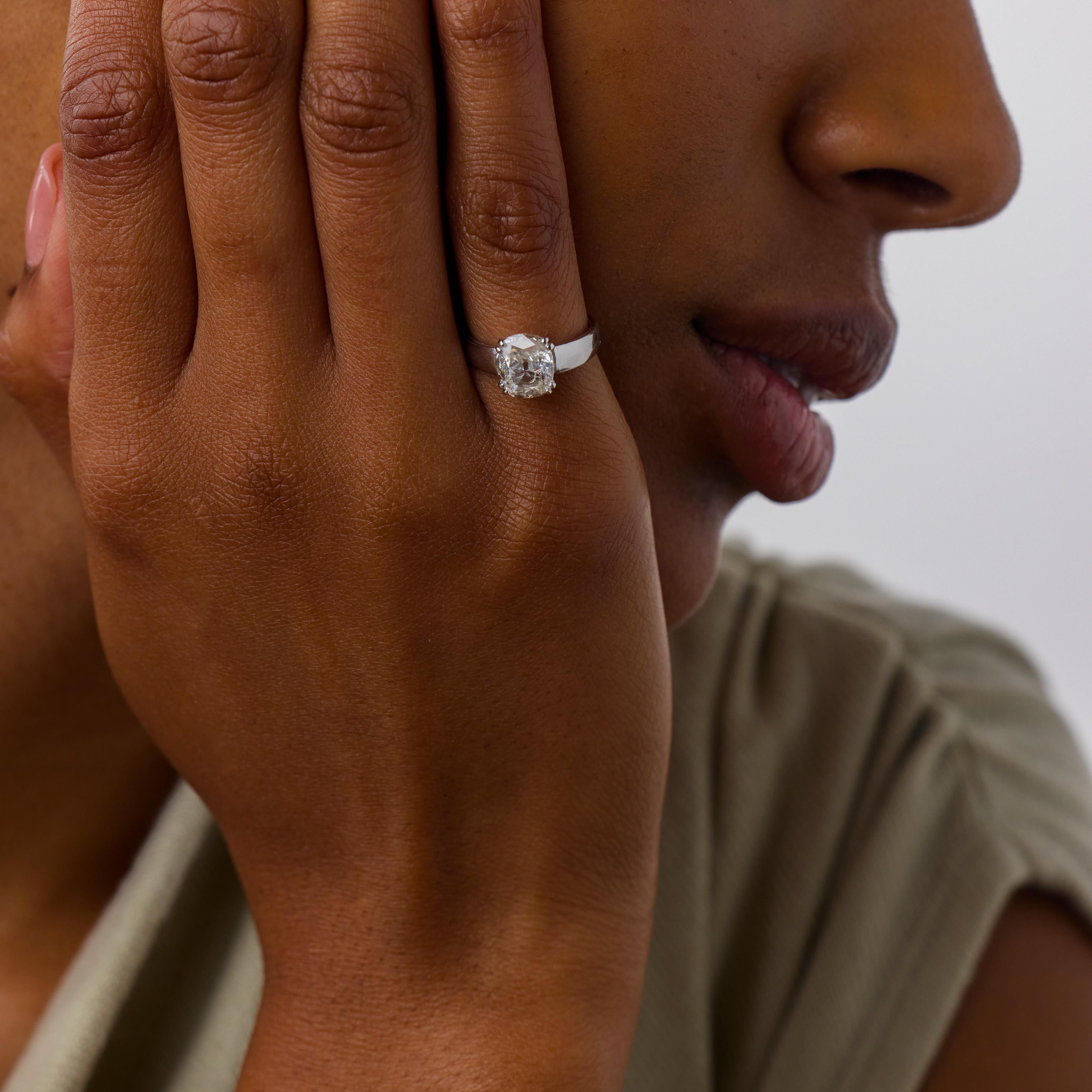 Vintage GIA 1.52 carat diamond 18k white gold solitare engagement ring