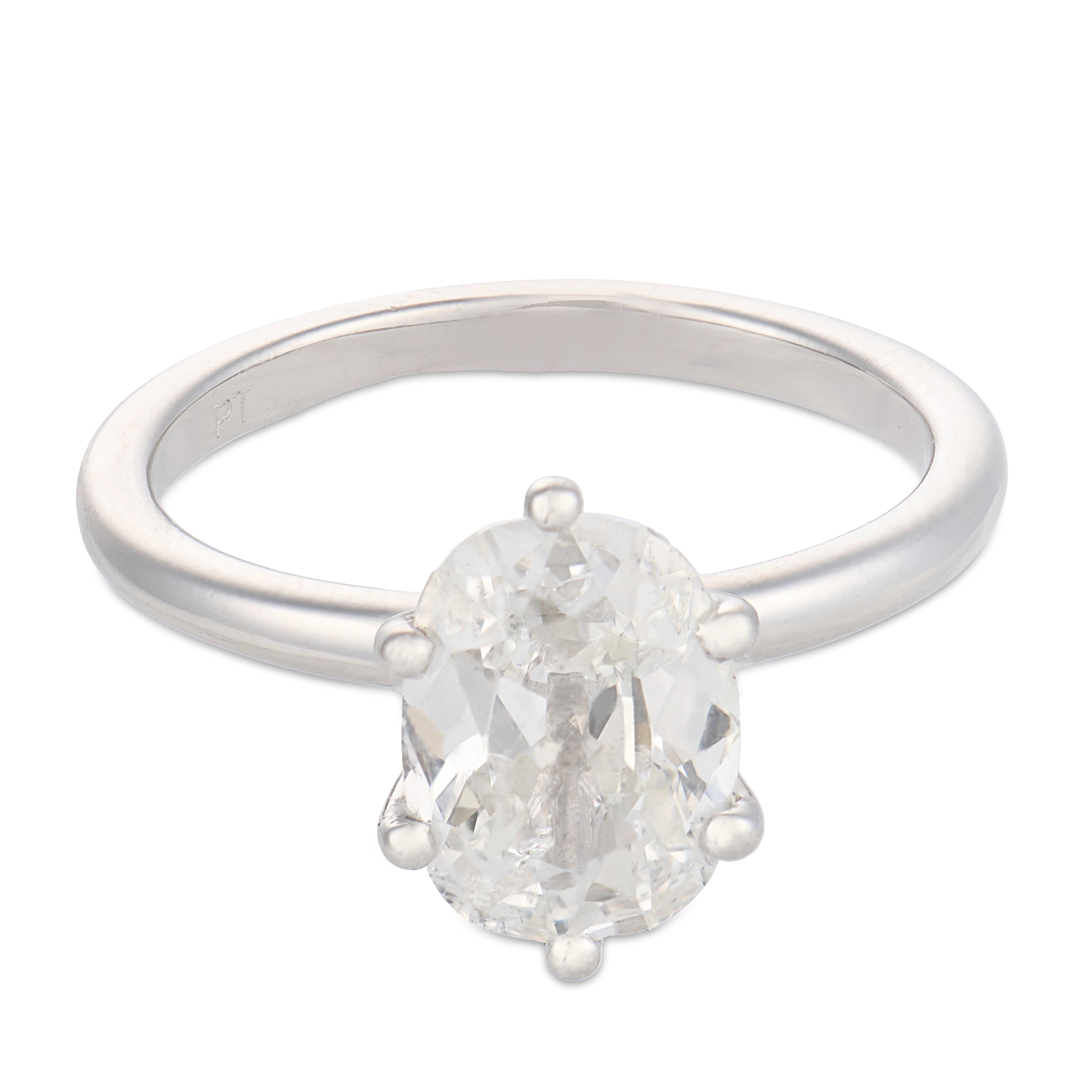 Vintage GIA 1.51 carat diamond platinum engagement ring