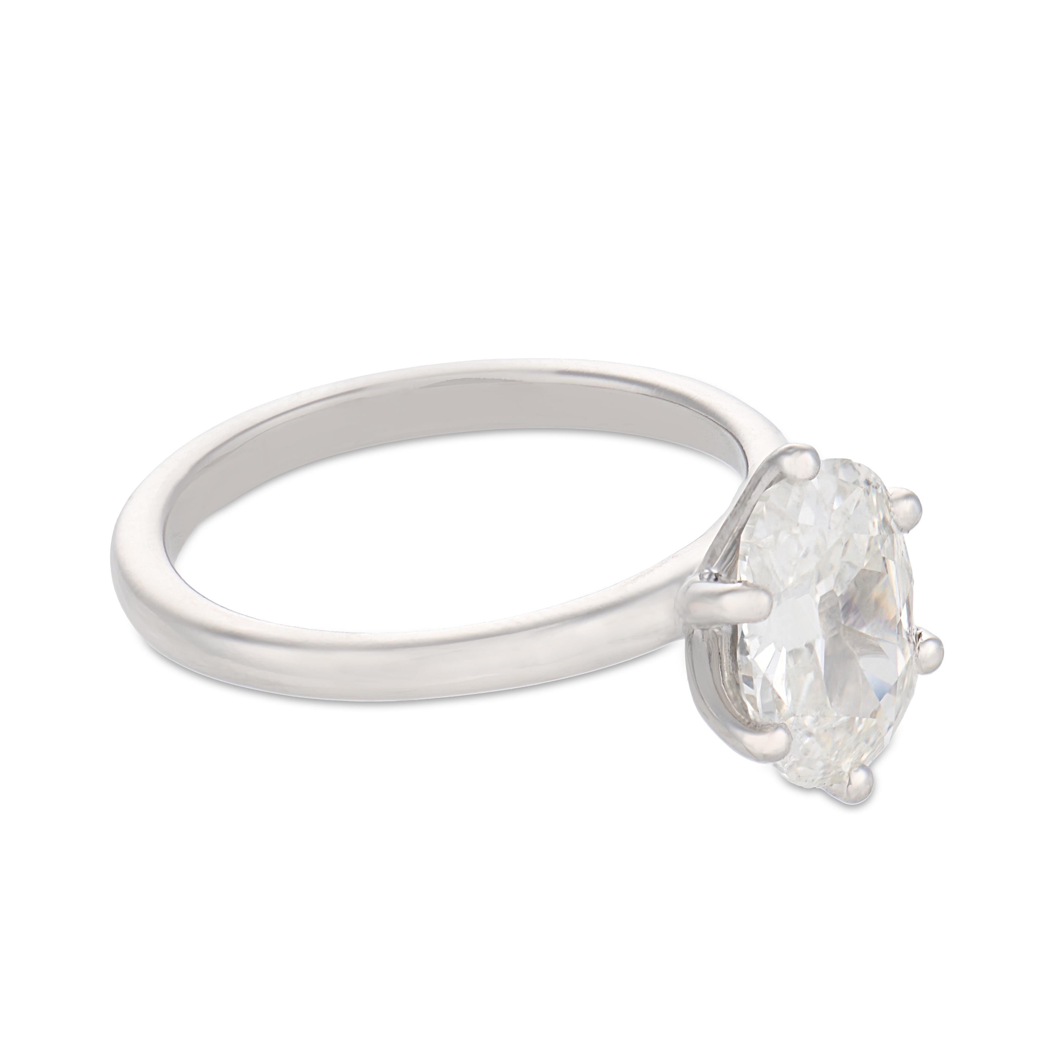 Vintage GIA 1.51 carat diamond platinum engagement ring
