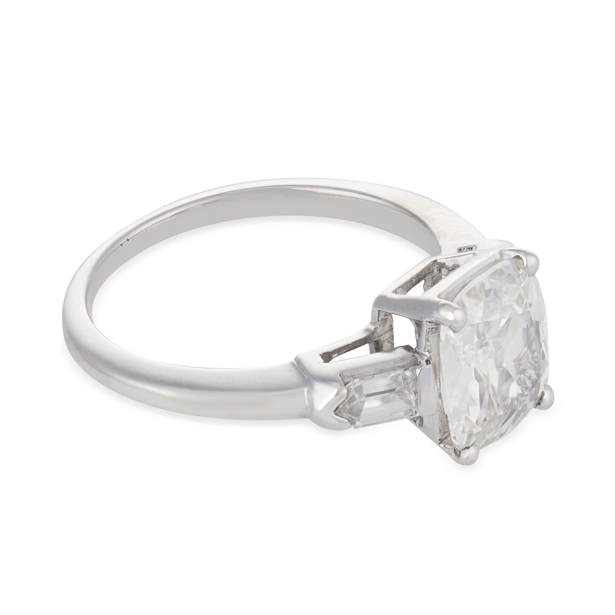 Art Deco GIA 1.54 carat diamond 18k white gold engagement ring