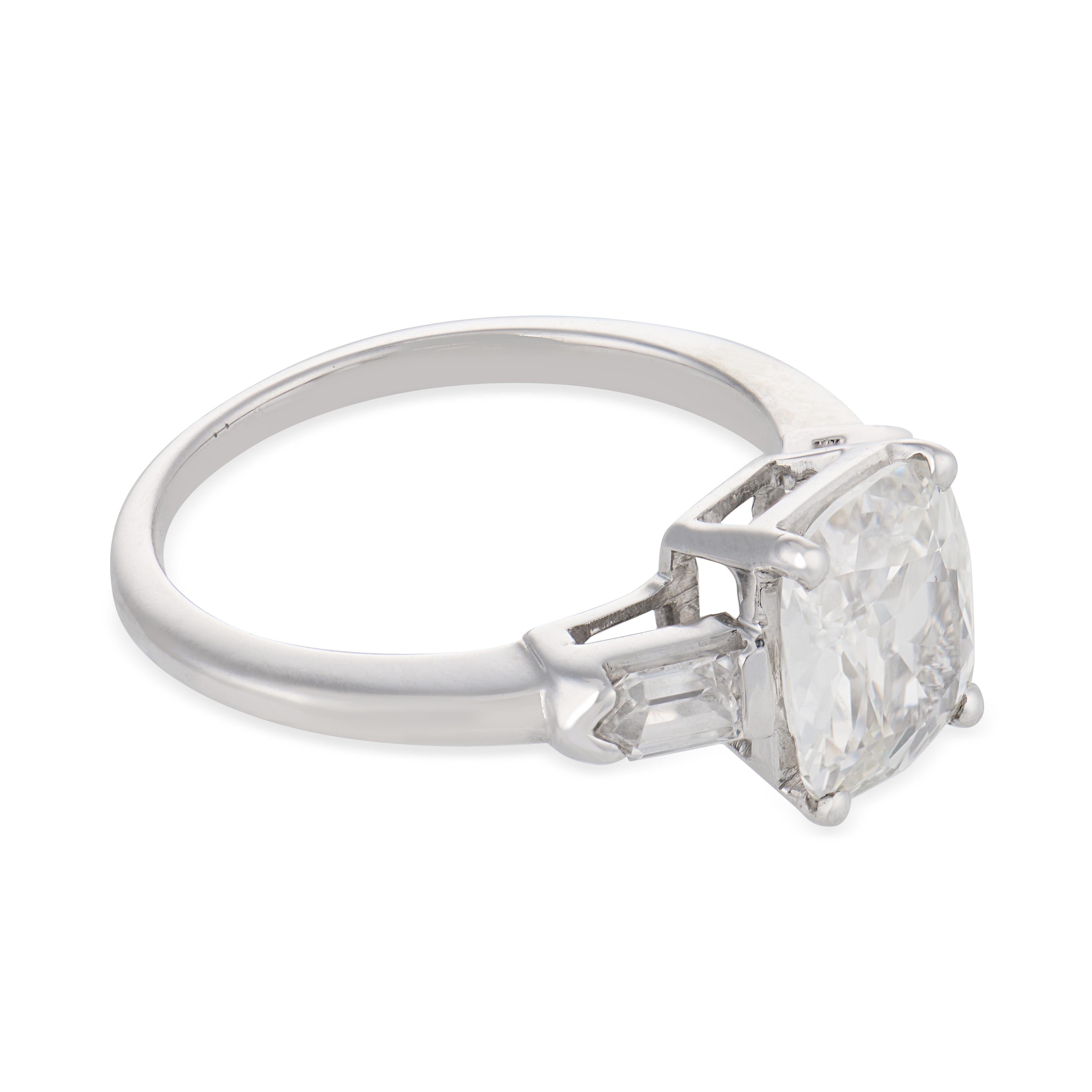 Art Deco GIA 1.54 carat diamond 18k white gold engagement ring