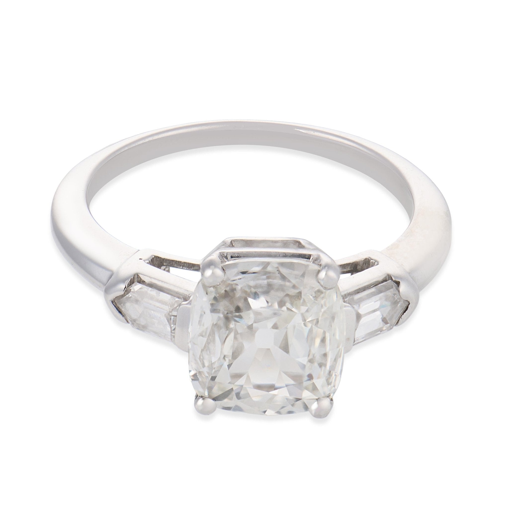Art Deco GIA 1.54 carat diamond 18k white gold engagement ring