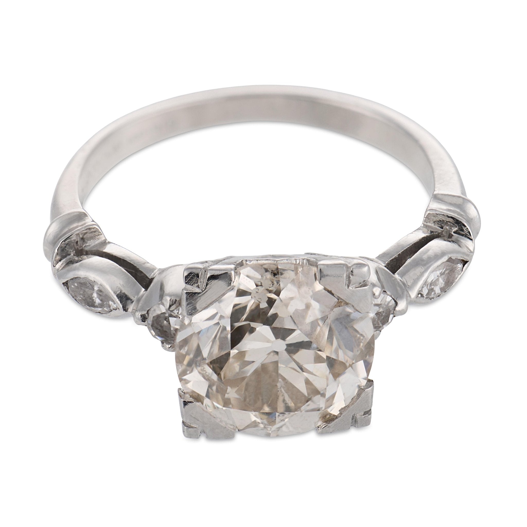 Art deco GIA 2.68 carat diamond platinum engagement ring